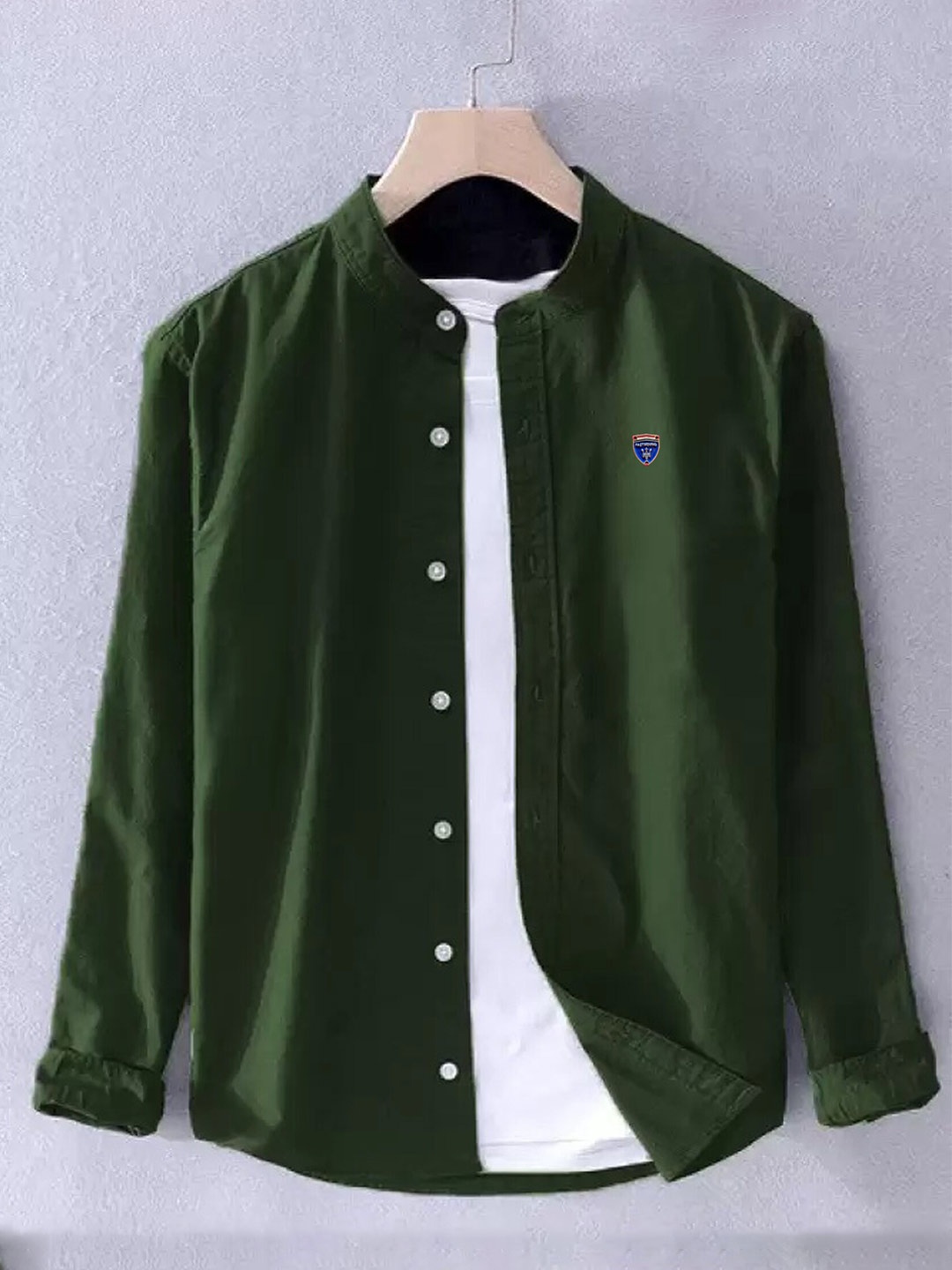 

FUBAR Slim Fit Spread Collar Long Sleeve Pocket Casual Shirt, Green