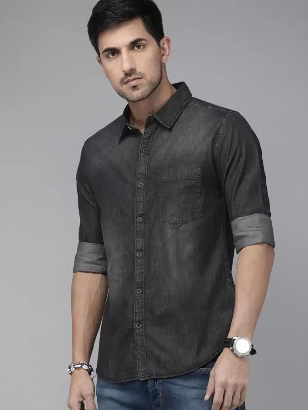 

FUBAR Slim Fit Faded Casual Shirt, Grey