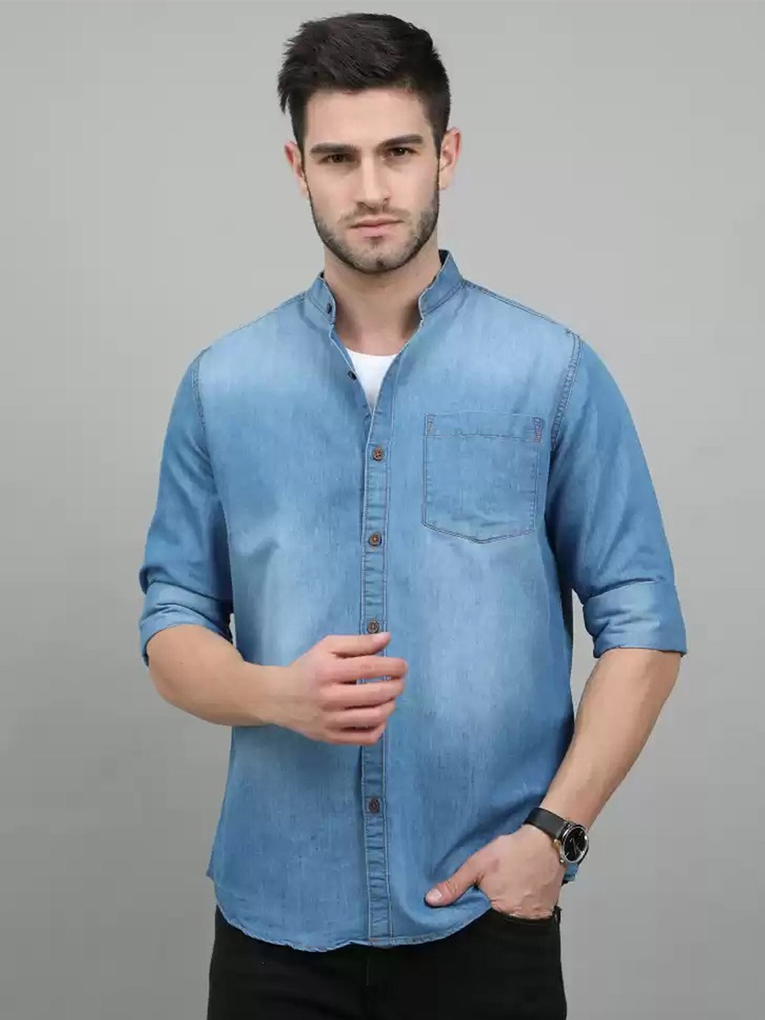 

FUBAR Slim Fit Faded Casual Shirt, Blue