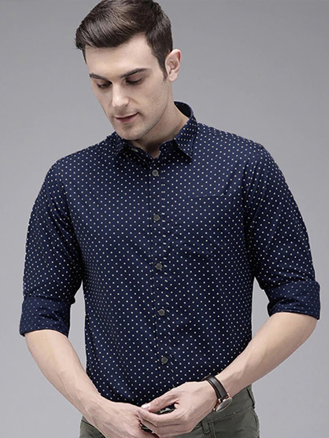 

FUBAR Geometric Printed Slim Fit Opaque Casual Shirt, Blue