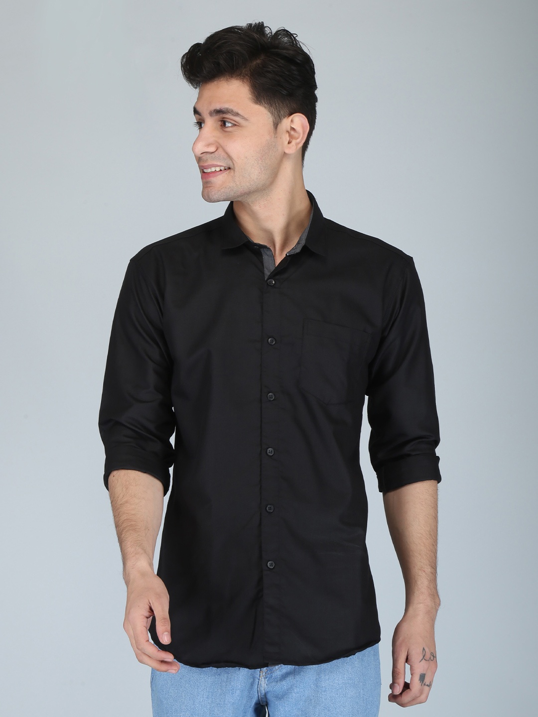 

FUBAR Slim Fit Opaque Casual Shirt, Black