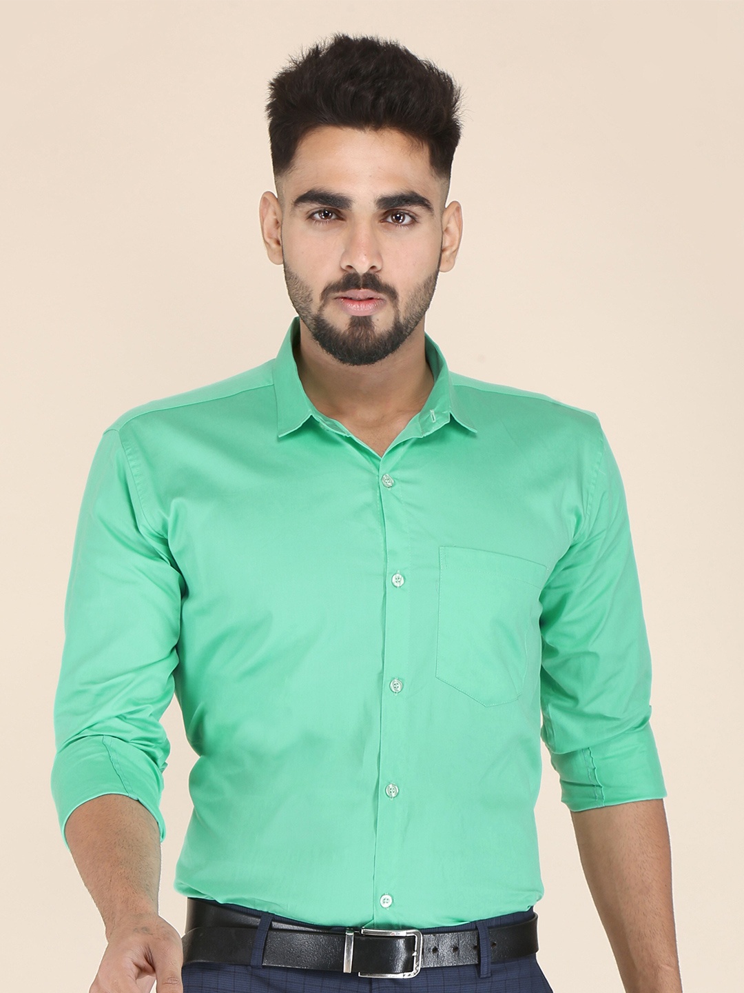

FUBAR Slim Fit Spread Collar Formal Shirt, Green
