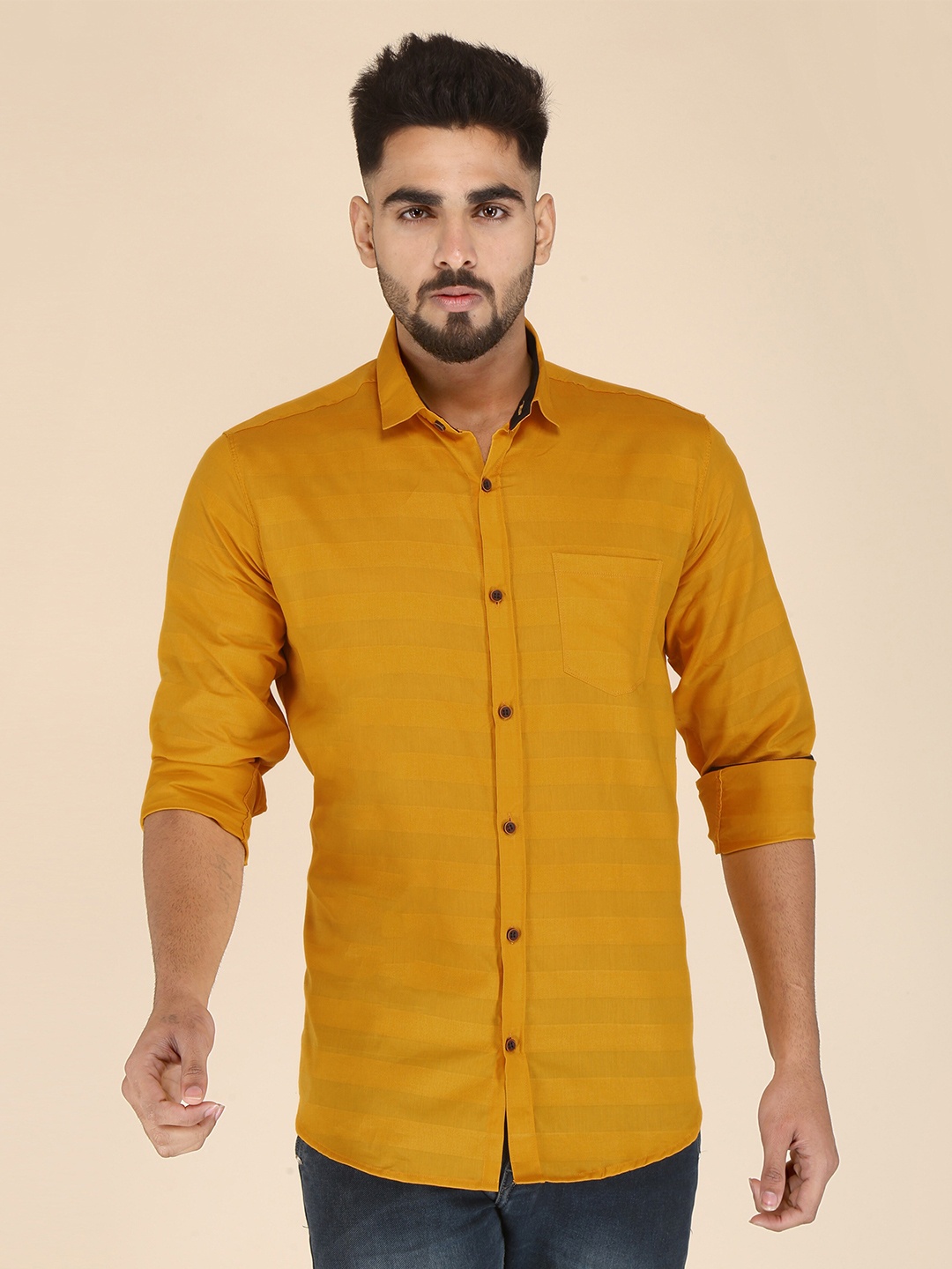 

FUBAR Slim Fit Striped Casual Shirt, Yellow