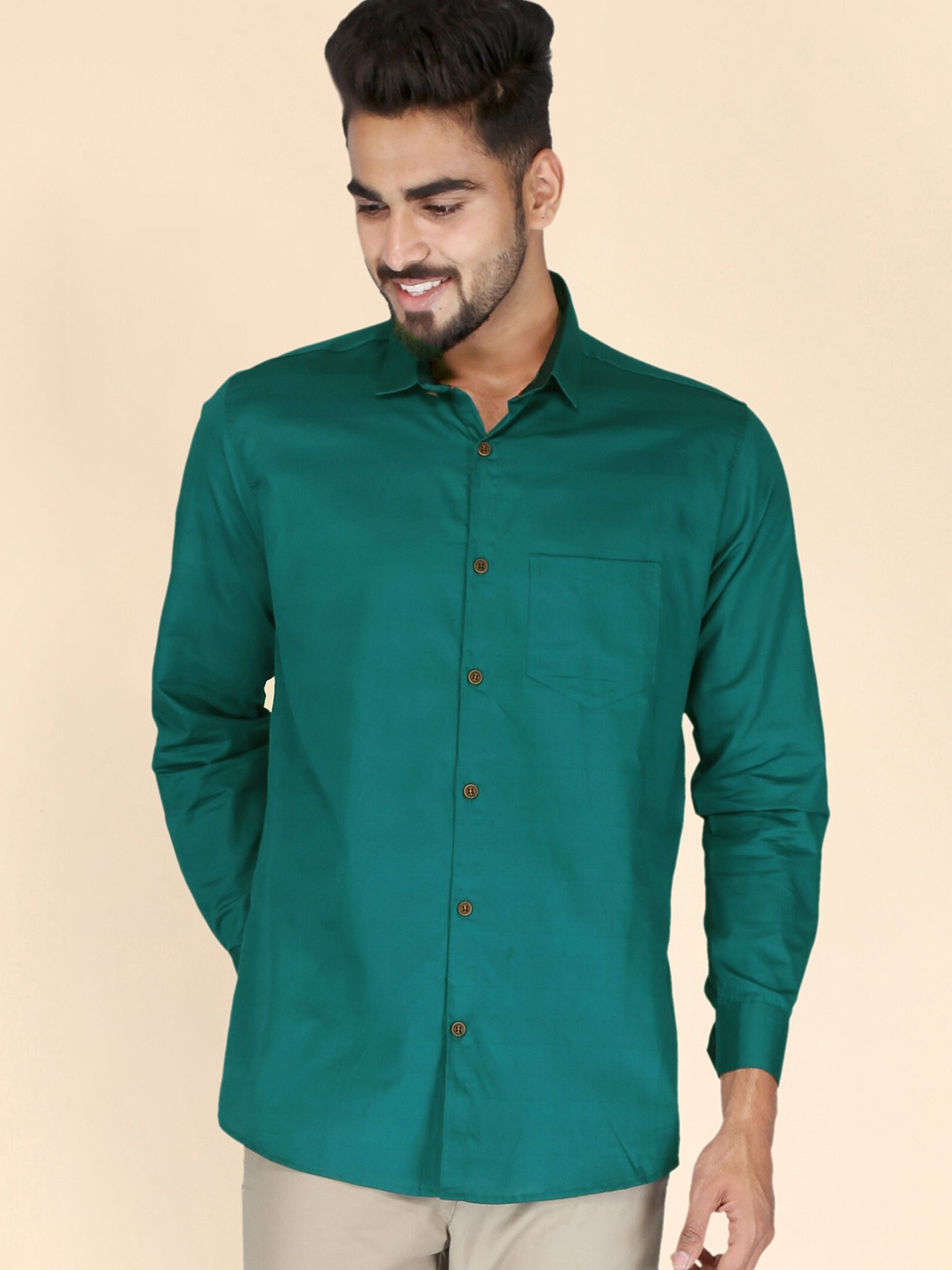 

FUBAR Men Green Slim Fit Opaque Casual Shirt