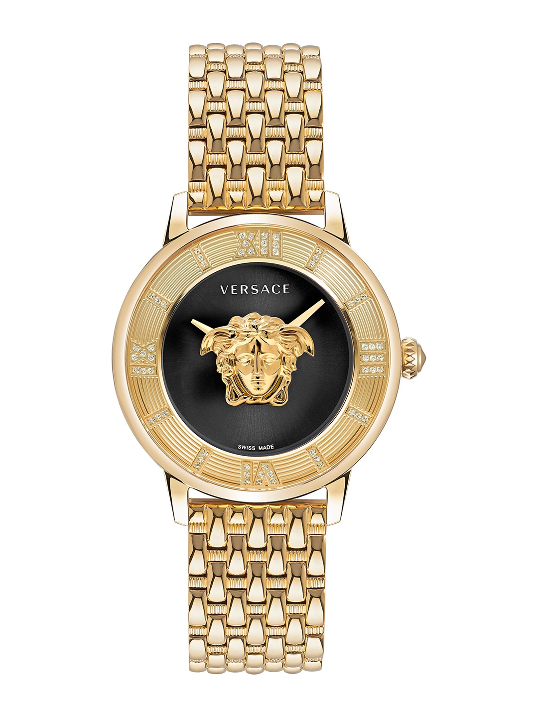 

Versace Women Textured Printed Dial & Stainless Steel Straps Analogue Watch VE2R00822, Gold