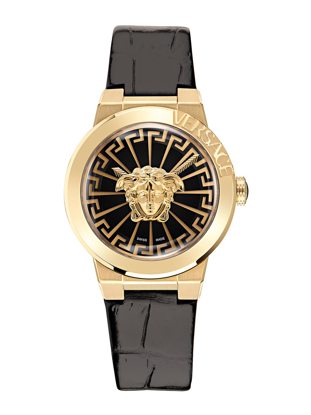 

Versace Women Embellished Dial & Leather Straps Analogue Watch VE3F00222, Beige