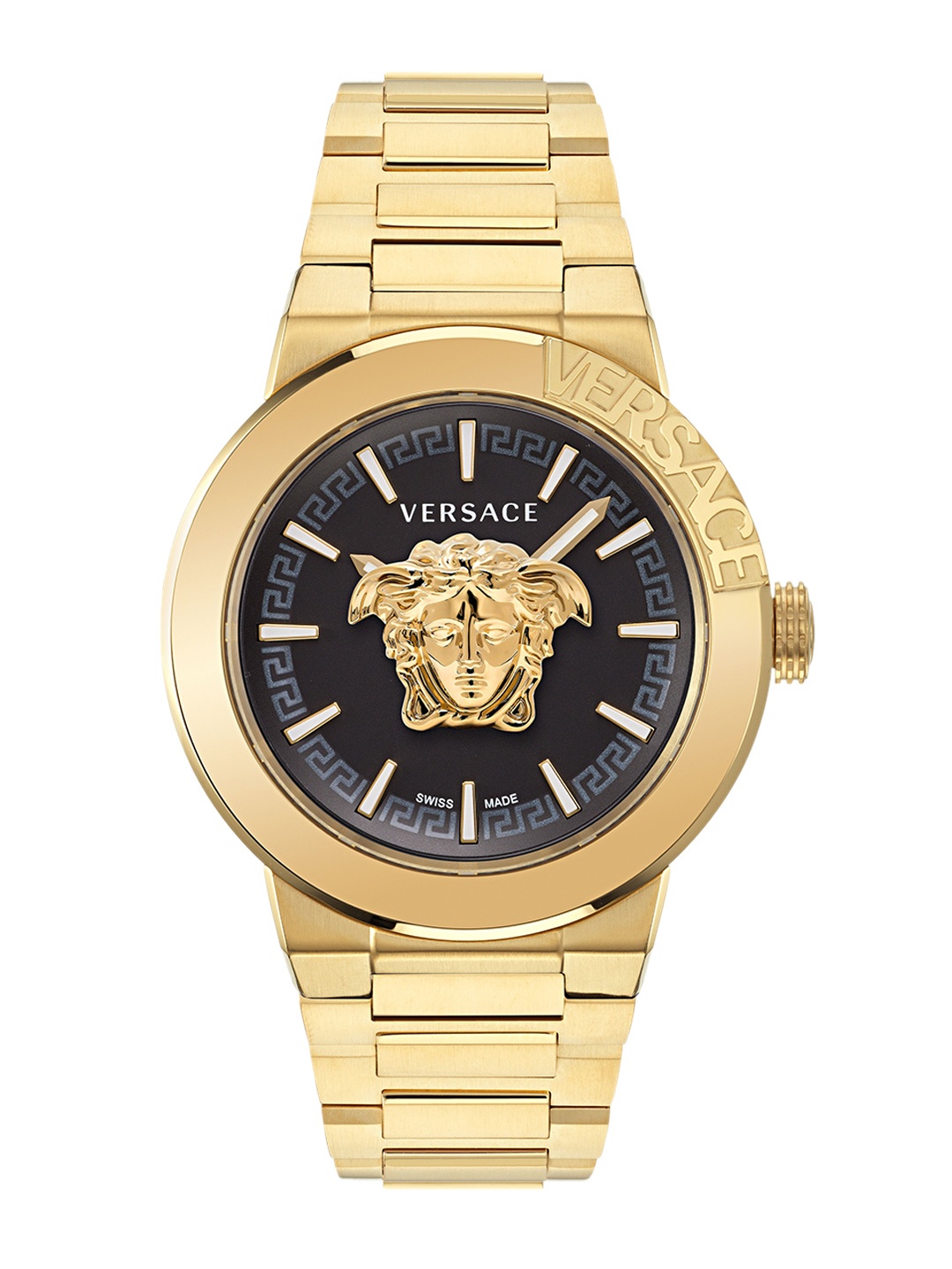 

Versace Men Embellished Dial & Stainless Steel Bracelet Style Analogue Watch VE7E00623, Black