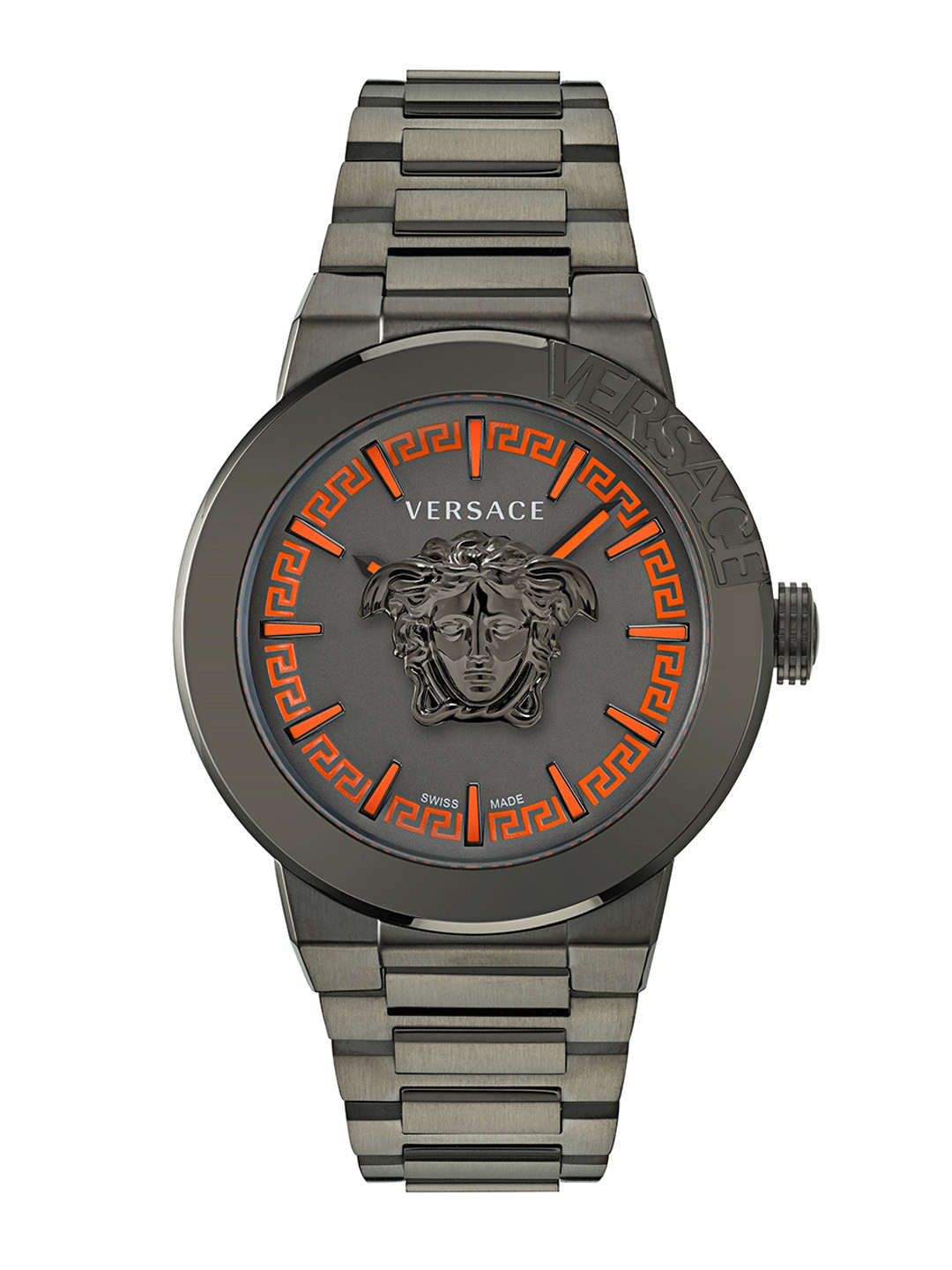 

Versace Men Printed Dial & Stainless Steel Bracelet Style Straps Analogue Watch VE7E00723, Grey