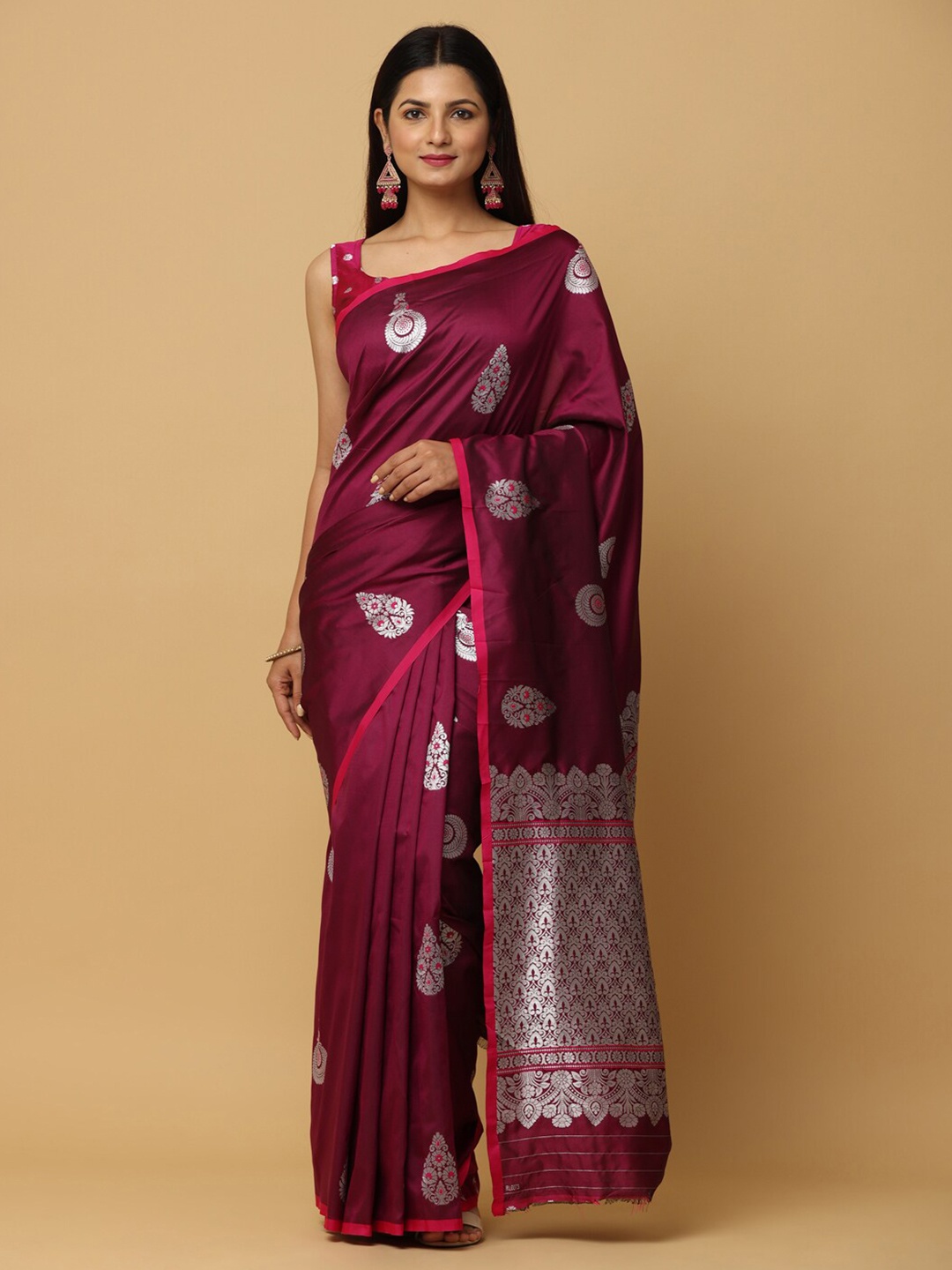 

VASTRANAND Woven Design Zari Banarasi Saree, Maroon