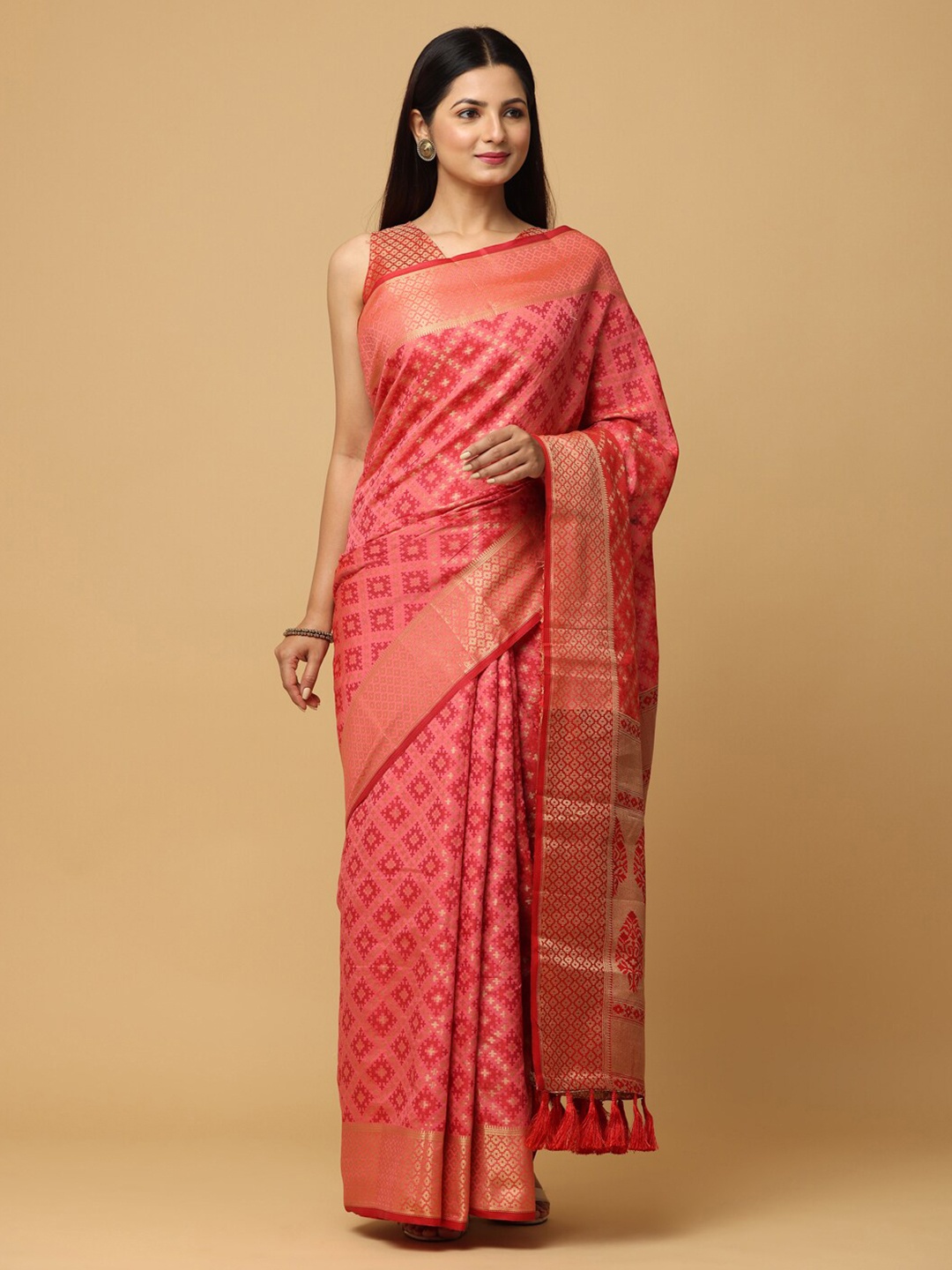 

VASTRANAND Ethnic Motifs Woven Design Zari Banarasi Saree, Gold