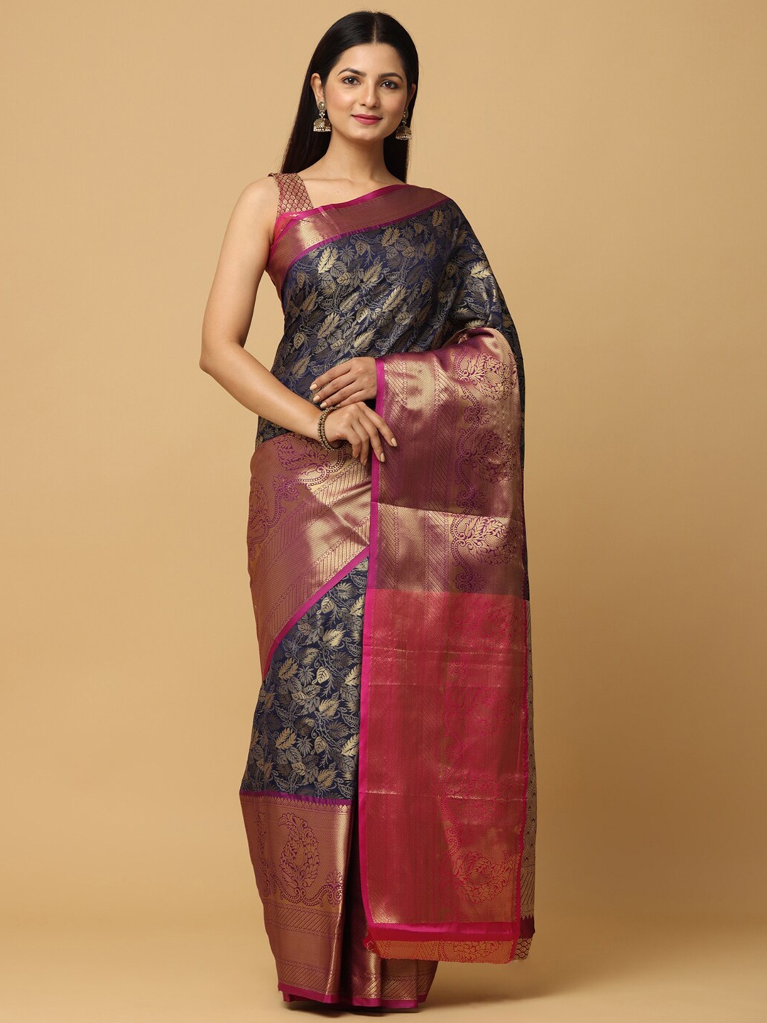 

VASTRANAND Woven Design Zari Banarasi Saree, Blue