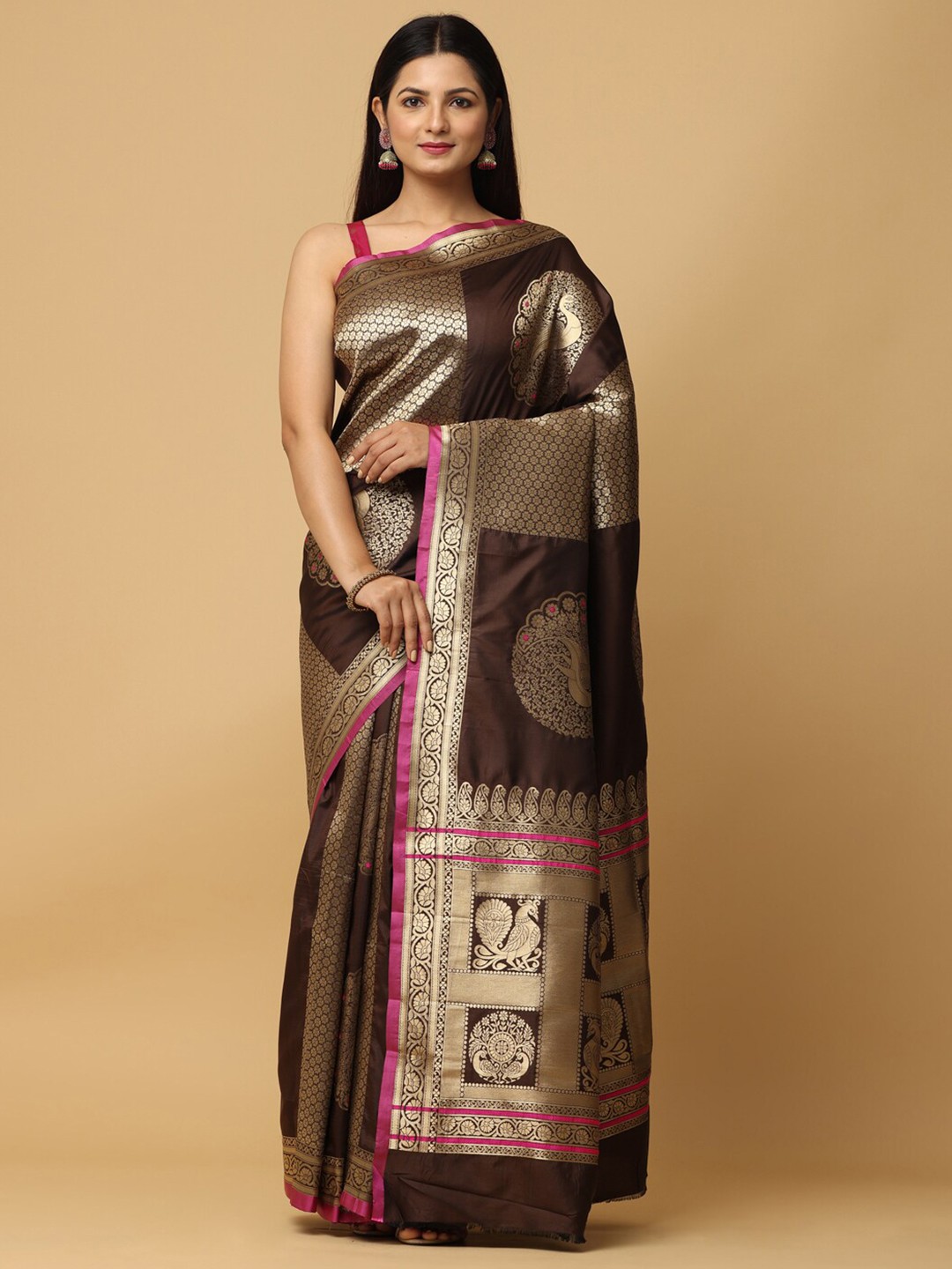 

VASTRANAND Ethnic Motifs Woven Design Zari Banarasi Saree, Gold