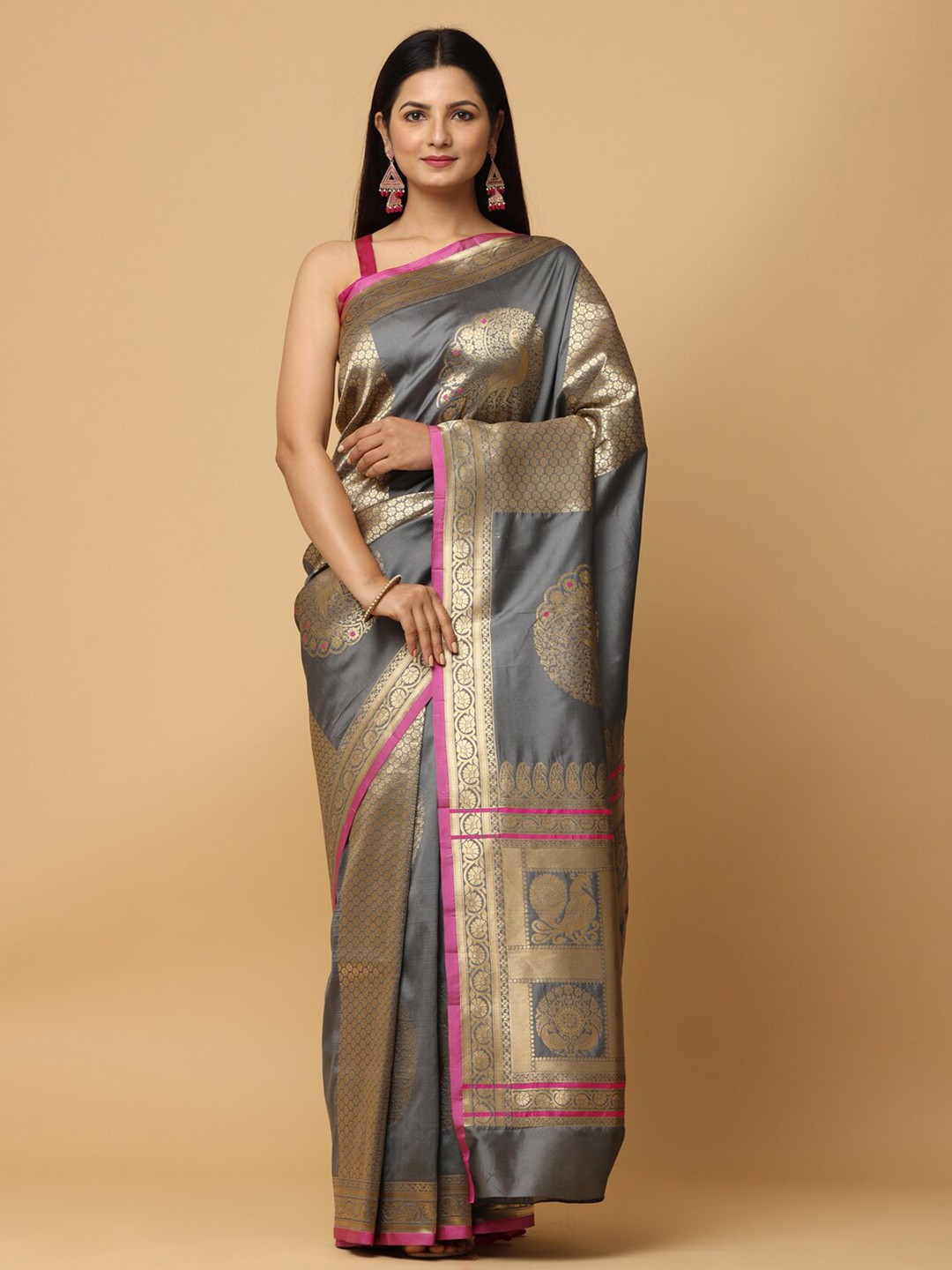 

VASTRANAND Woven Design Zari Banarasi Saree, Grey