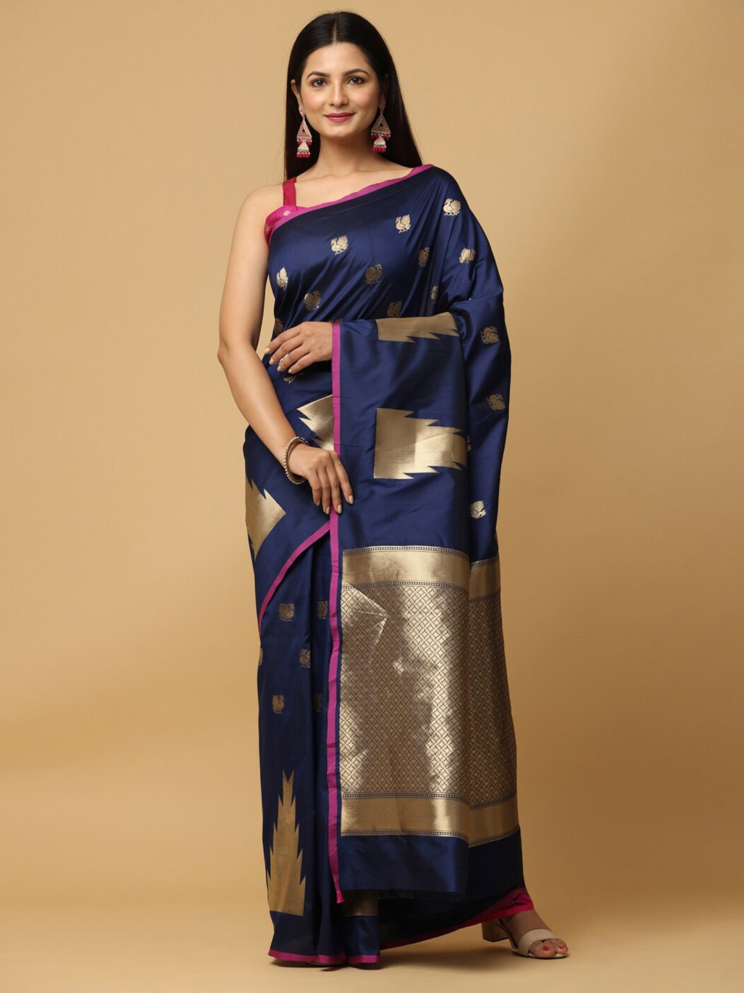 

VASTRANAND Ethnic Motifs Woven Design Zari Banarasi Saree, Blue