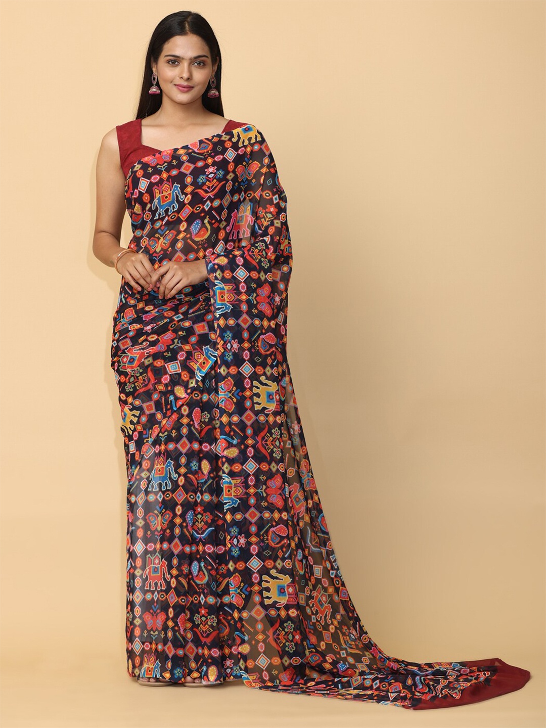 

VASTRANAND Ethnic Motif Printed Saree, Brown