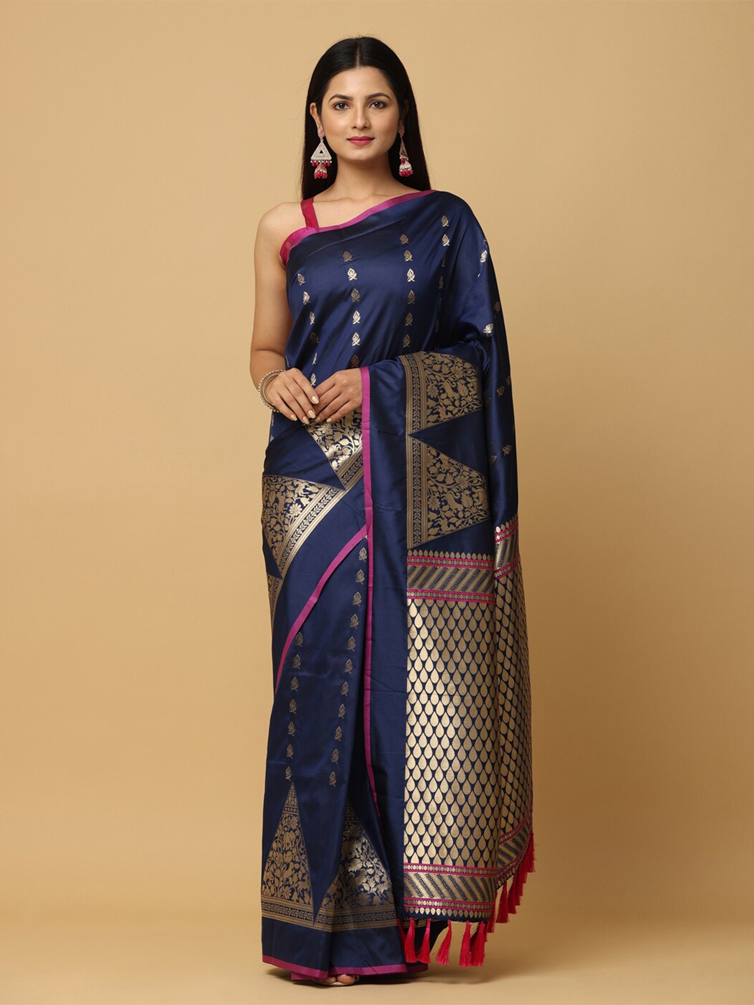 

VASTRANAND Ethnic Motifs Woven Design Zari Banarasi Saree, Blue