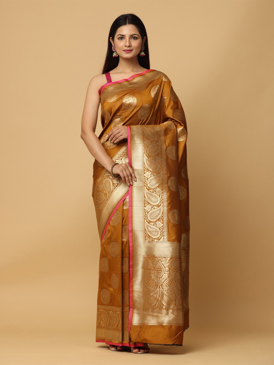 

VASTRANAND Woven Design Zari Banarasi Saree, Orange