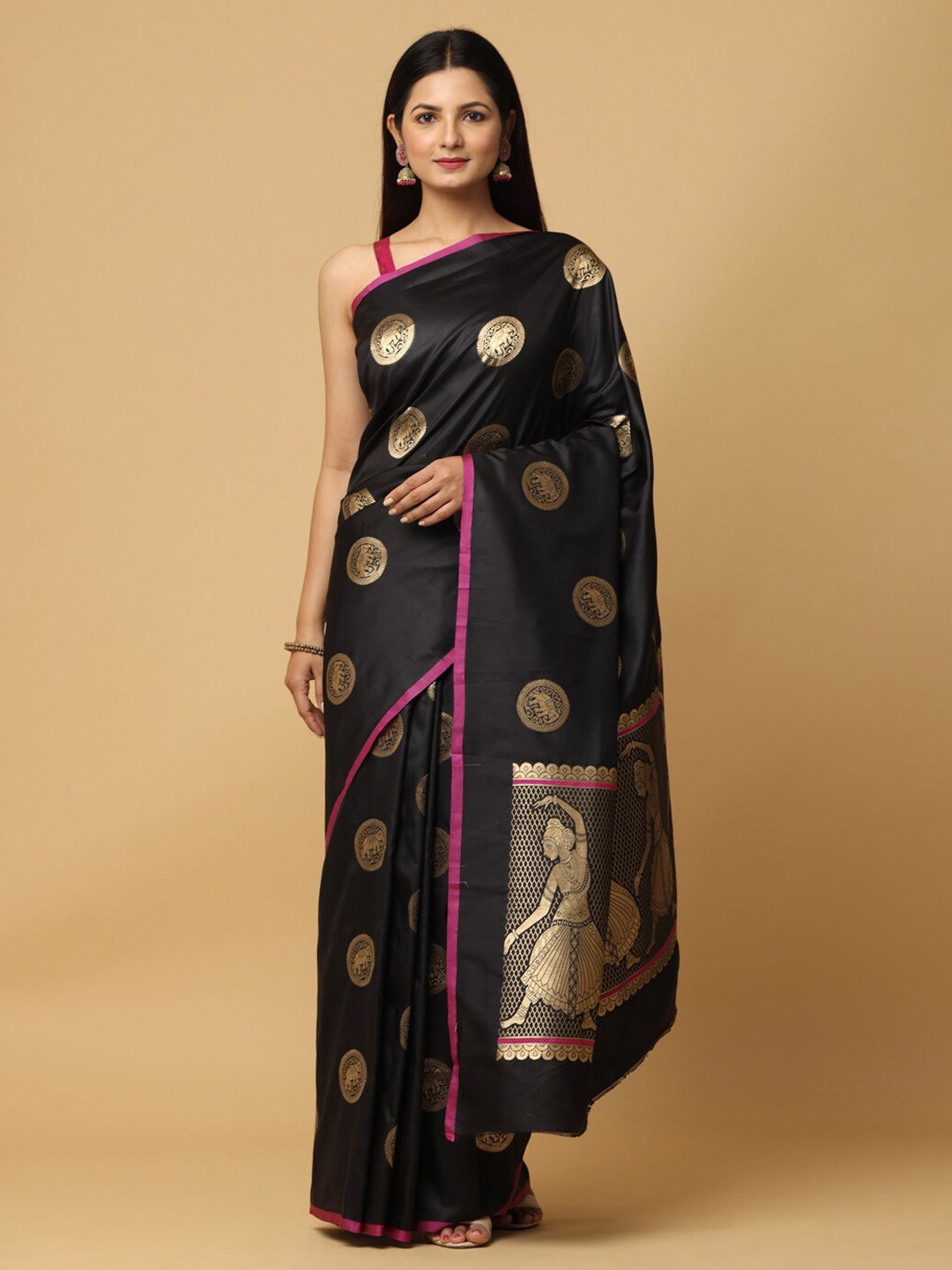 

VASTRANAND Ethnic Motif Woven Design Zari Banarasi Saree, Black