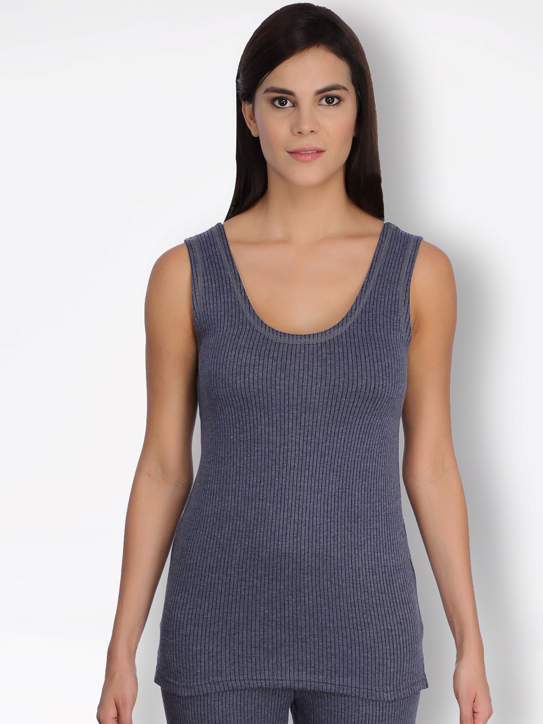 

SELFCARE Ribbed Thermal Top, Navy blue