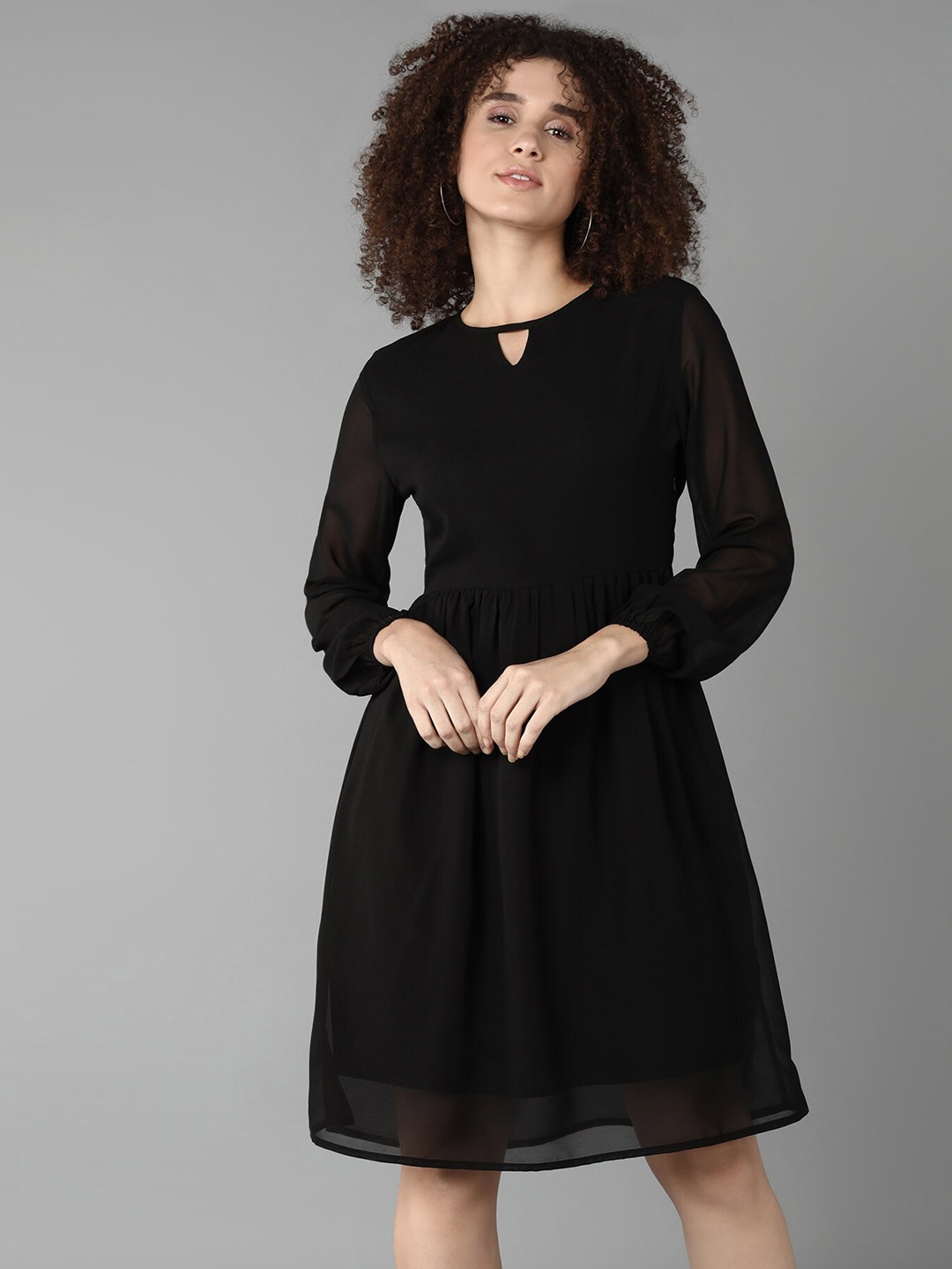 

Roadster Fit & Flared Knee-Length Dress, Black