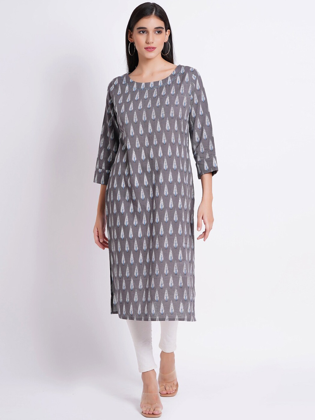 

SUTI Ethnic Motifs Printed Straight Kurta, Grey