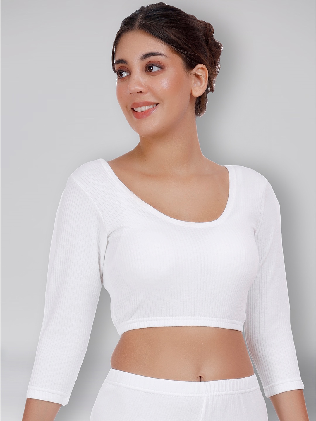 

SELFCARE Ribbed Thermal Crop Top, White