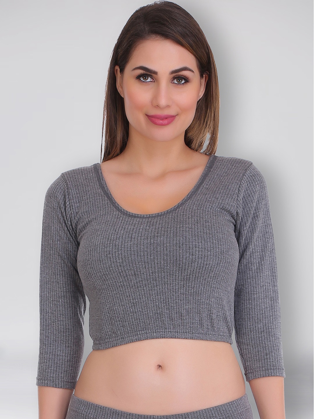 

SELFCARE Ribbed Thermal Crop Top, Charcoal