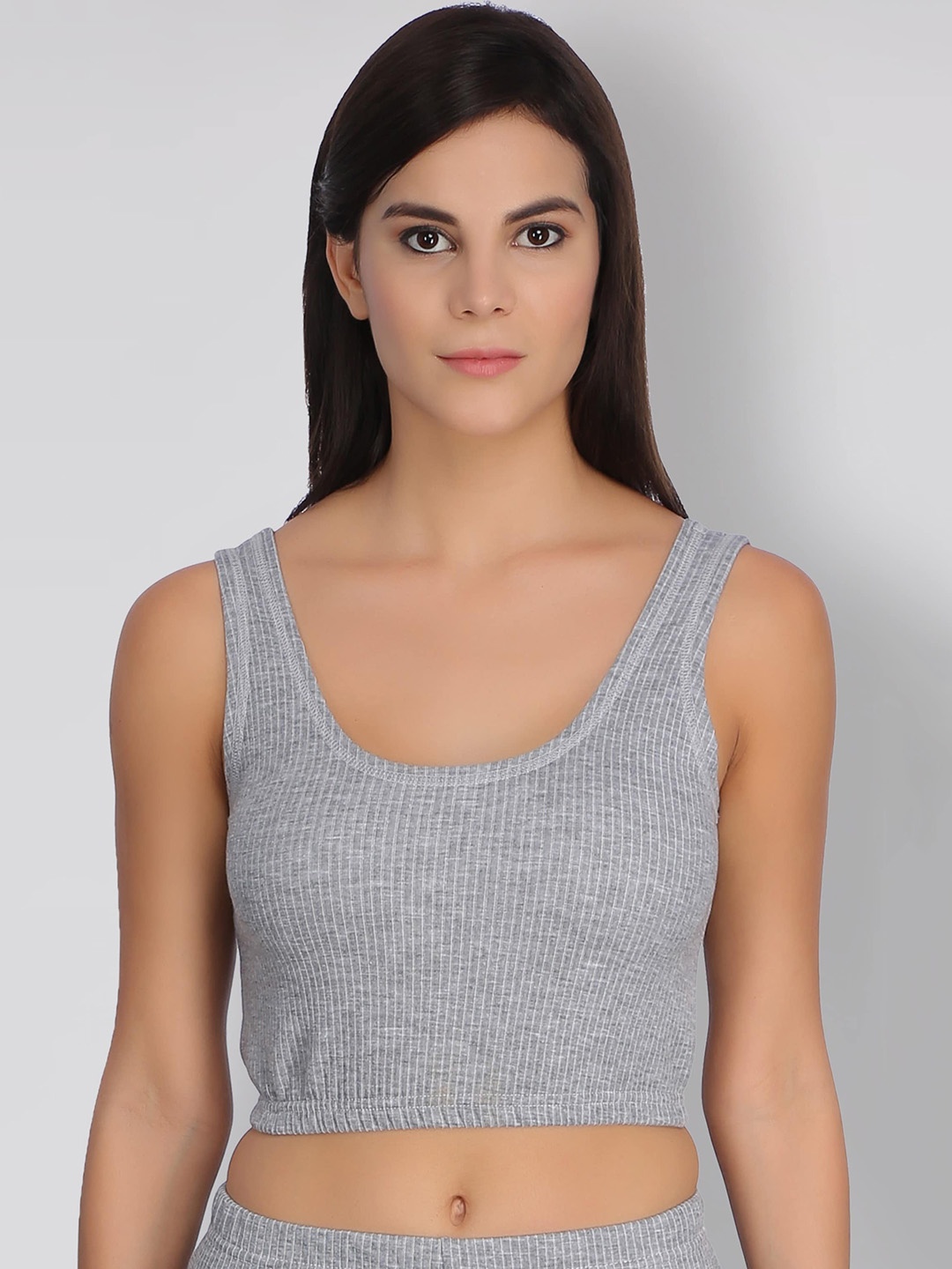 

SELFCARE Ribbed Crop Thermal Top, Grey
