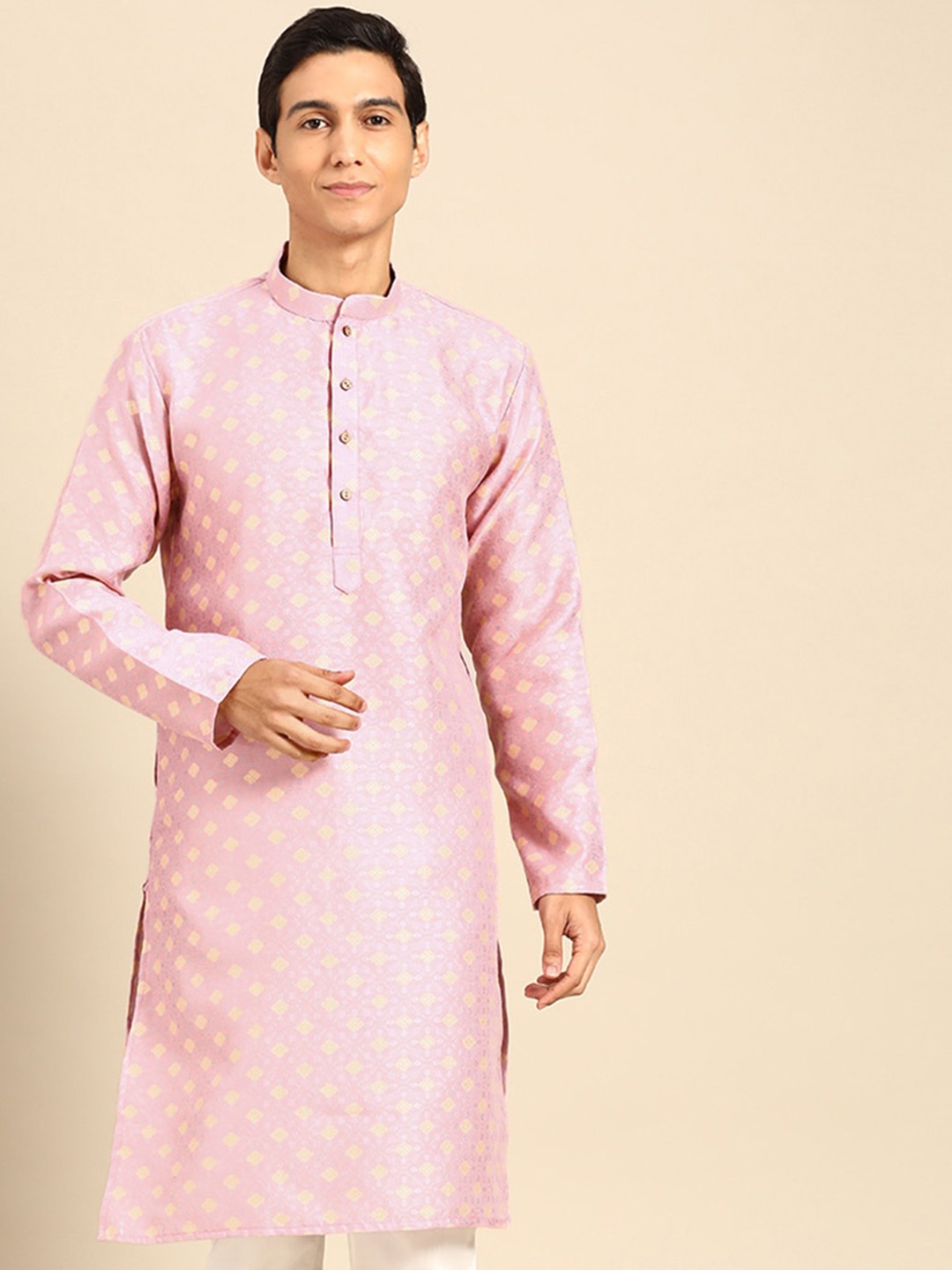 

MANQ Ethnic Motifs Woven Design Kurta, Pink