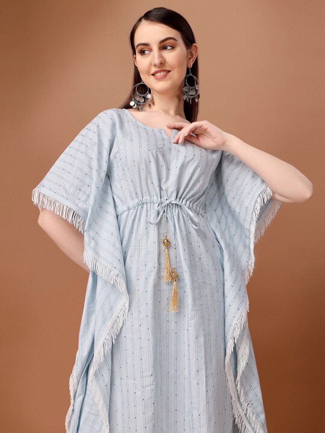

Anouk Vertical Striped Sequinned Embellished Kaftan Kurta, Blue