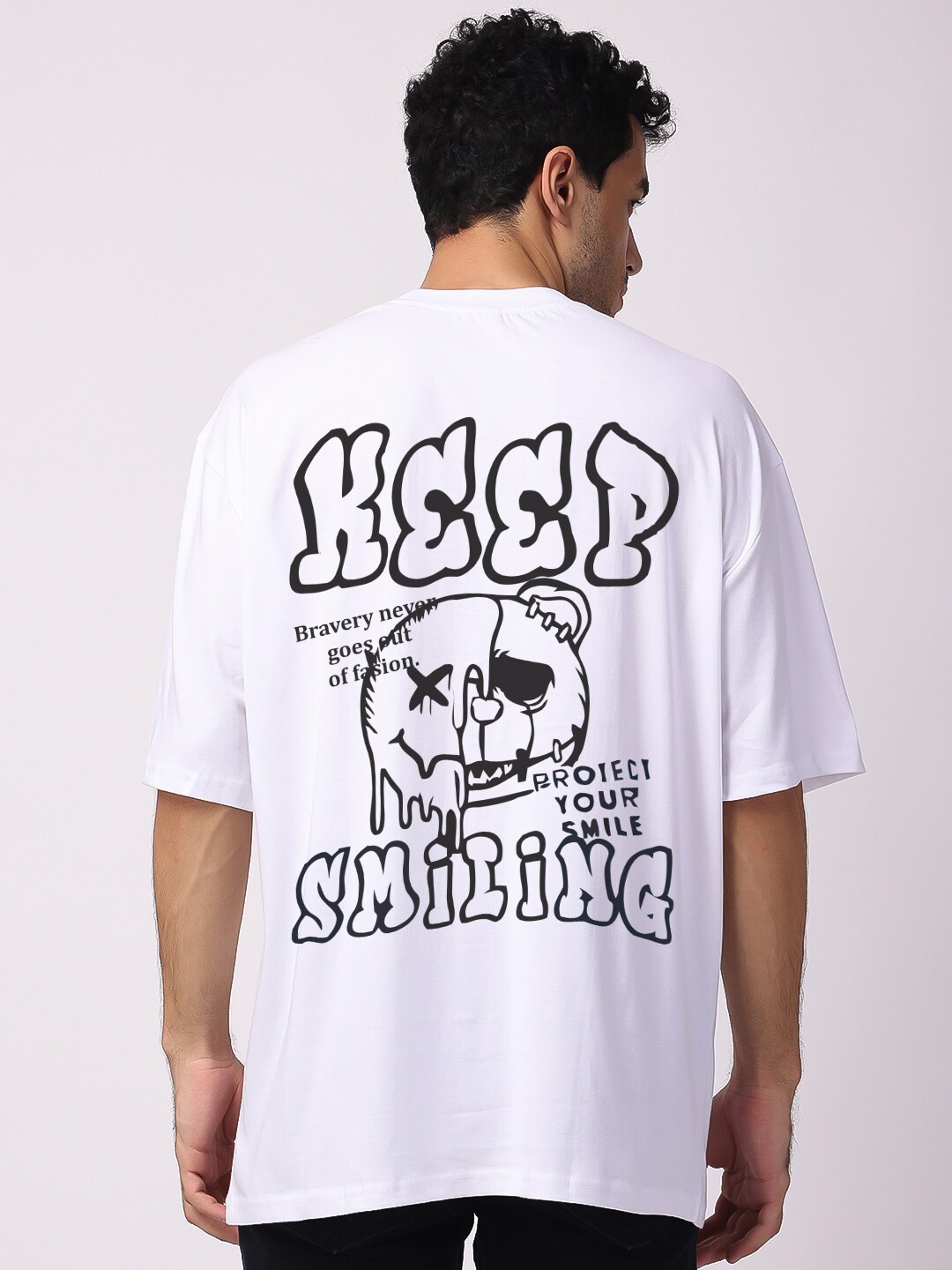

The Label Bar Printed Oversized Cotton T-shirt, White