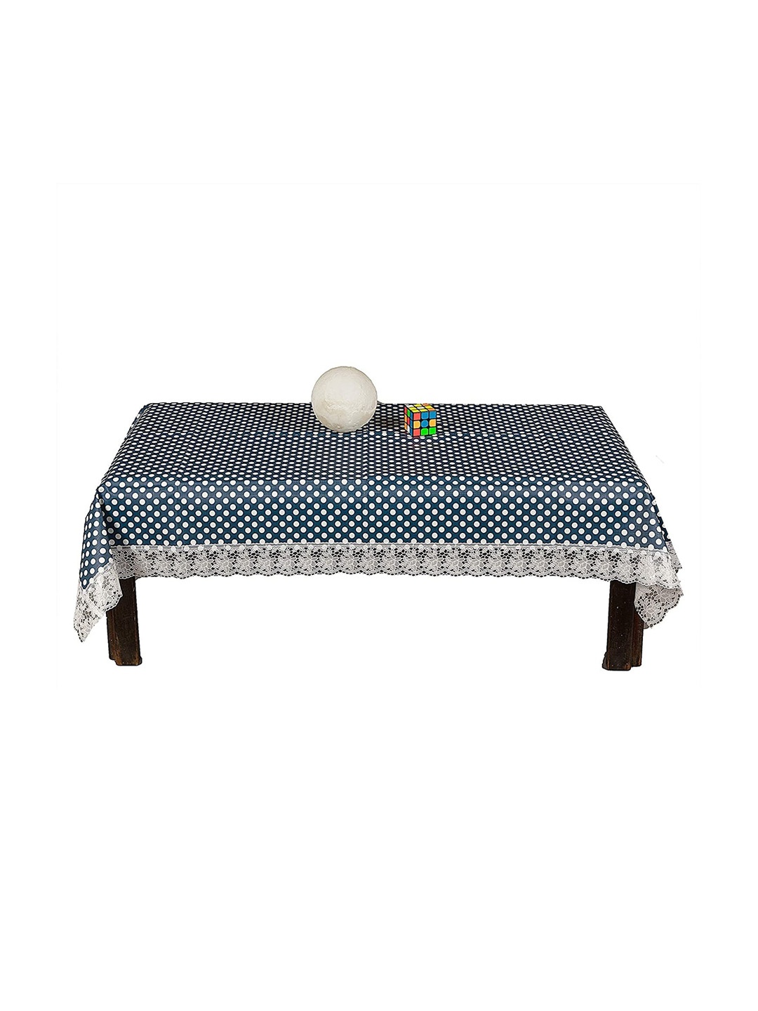 

Dakshya Industries Blue & White Polka Dot Printed Table Cover