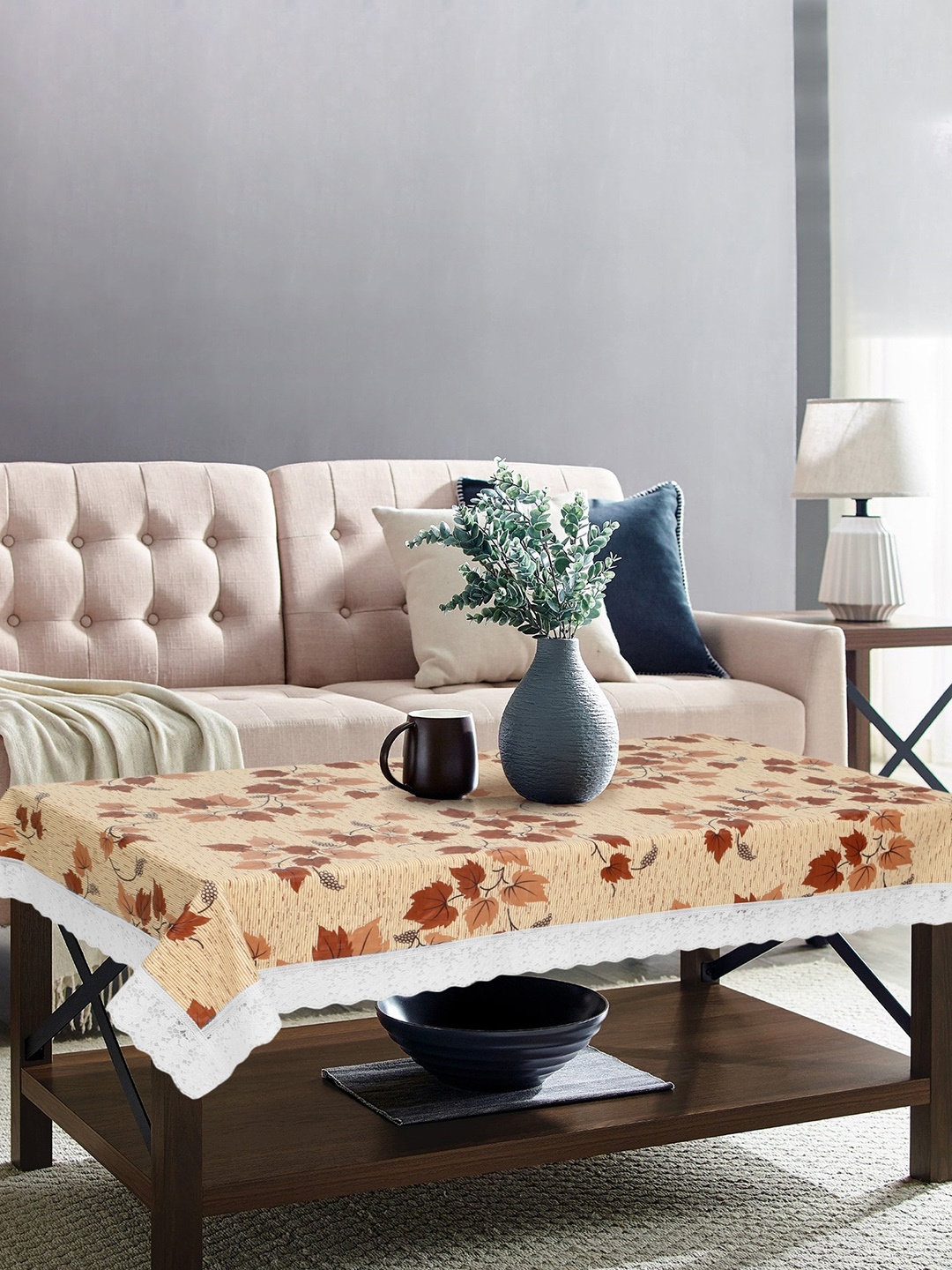 

Dakshya Industries Brown Floral Printed 4-Seater Rectangle Table Cover
