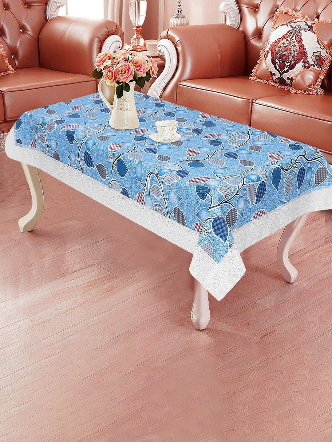 

Dakshya Industries Blue Floral Printed 4-Seater Rectangle Table Cover