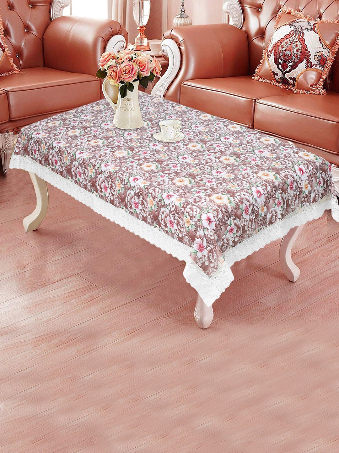 

Dakshya Industries Brown Floral Printed 4-Seater Rectangle Table Cover
