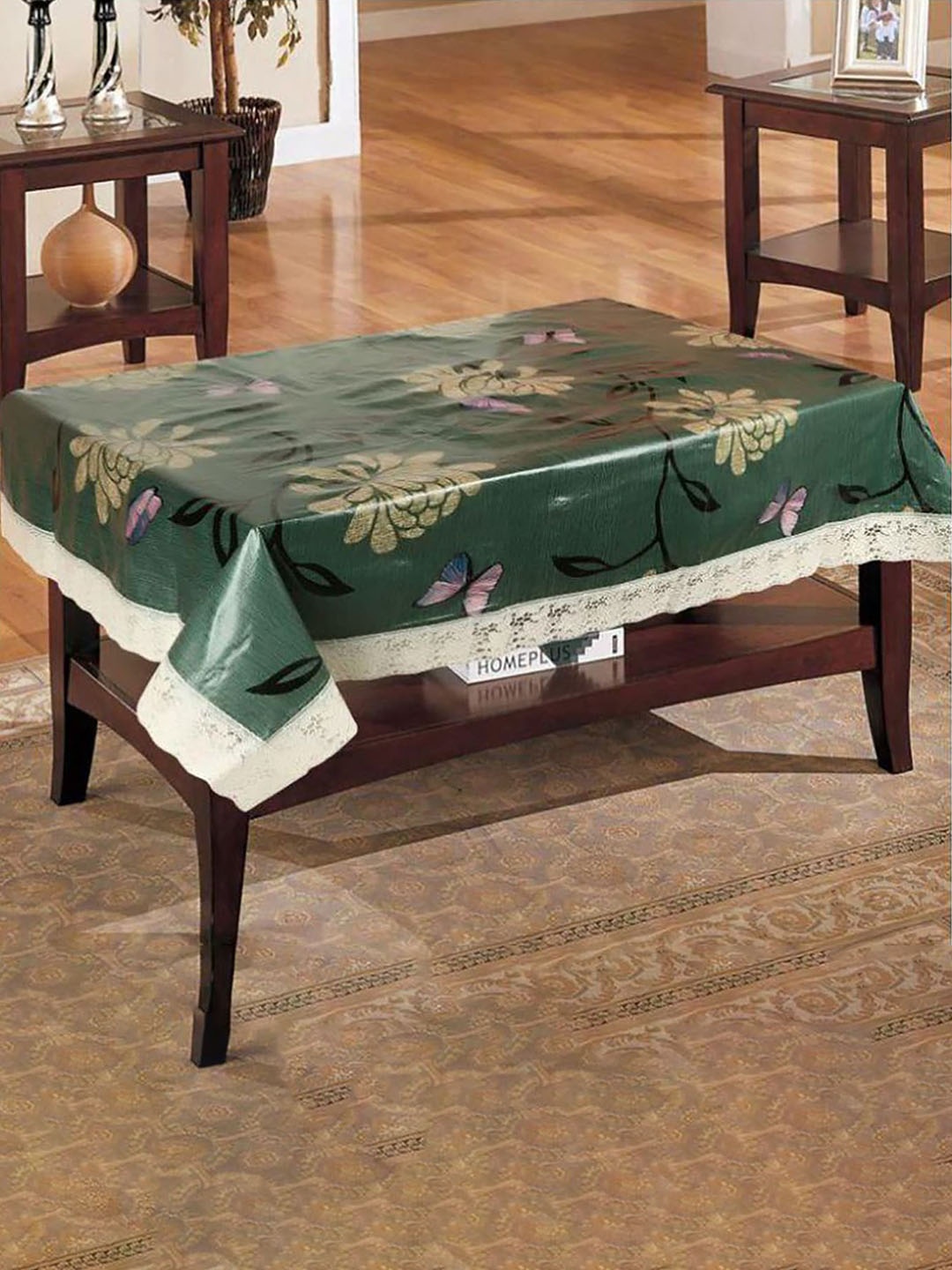 

Dakshya Industries Green Floral Printed 4-Seater Rectangle Table Cover