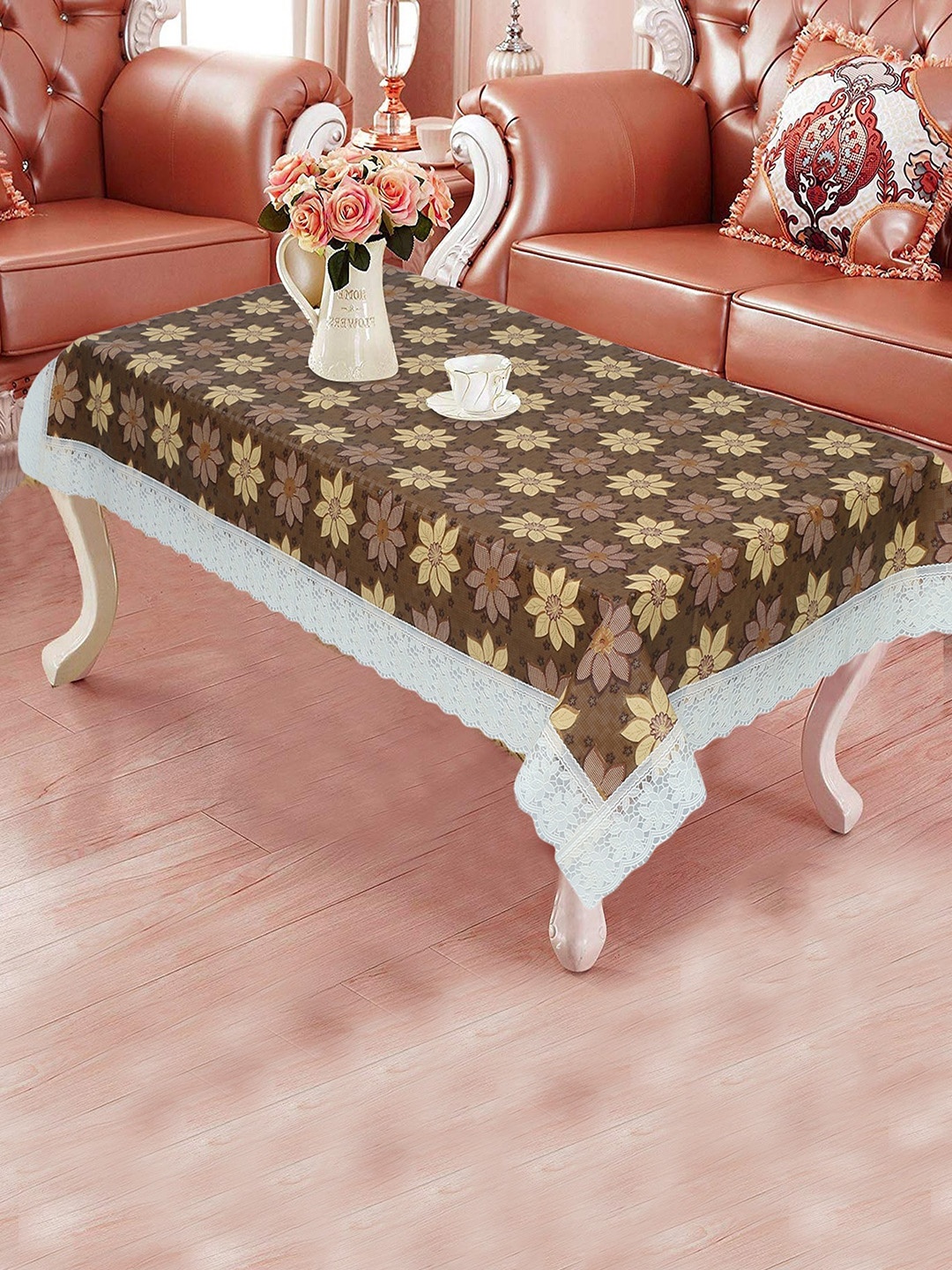 

Dakshya Industries Brown Floral Printed 4-Seater Rectangle Table Cover