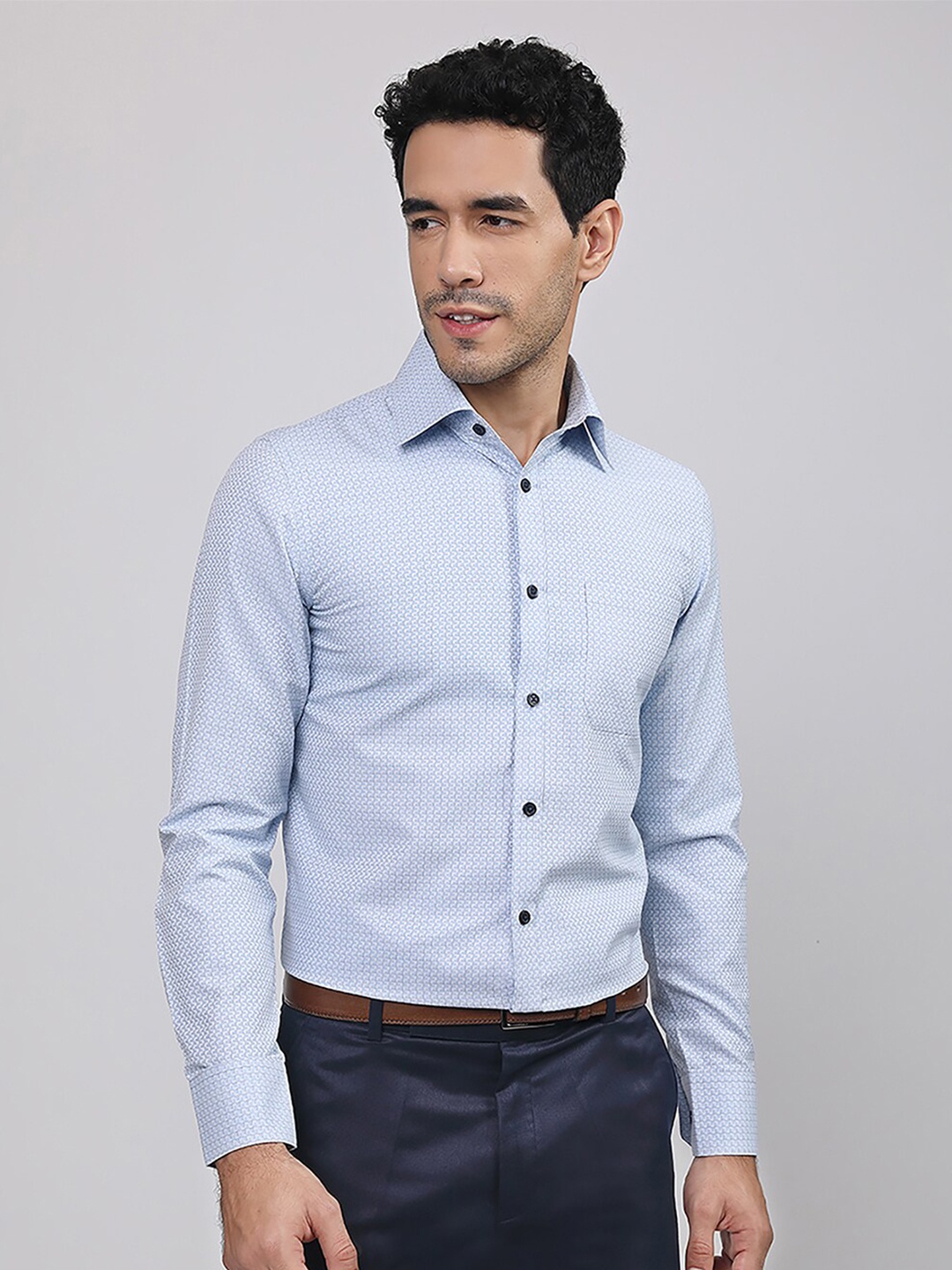 

MUTAQINOTI Comfort Opaque Cotton Formal Shirt, Blue