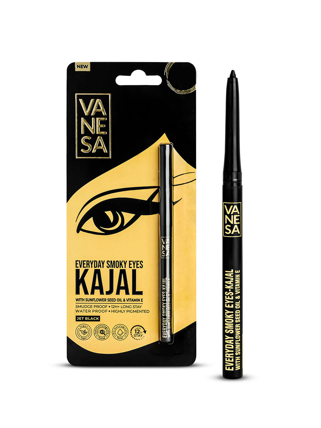 

Vanesa Everyday Smoky Eyes Smudge Proof Kajal with Vitamin E & Sunflower Seed - Jet Black