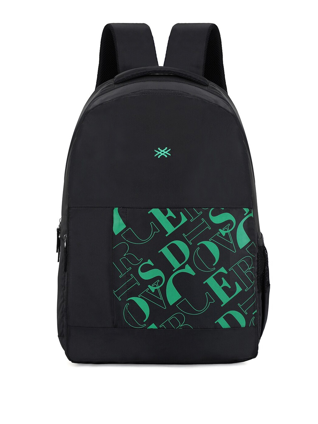 

United Colors of Benetton Unisex Typography Printed Backpack, Black