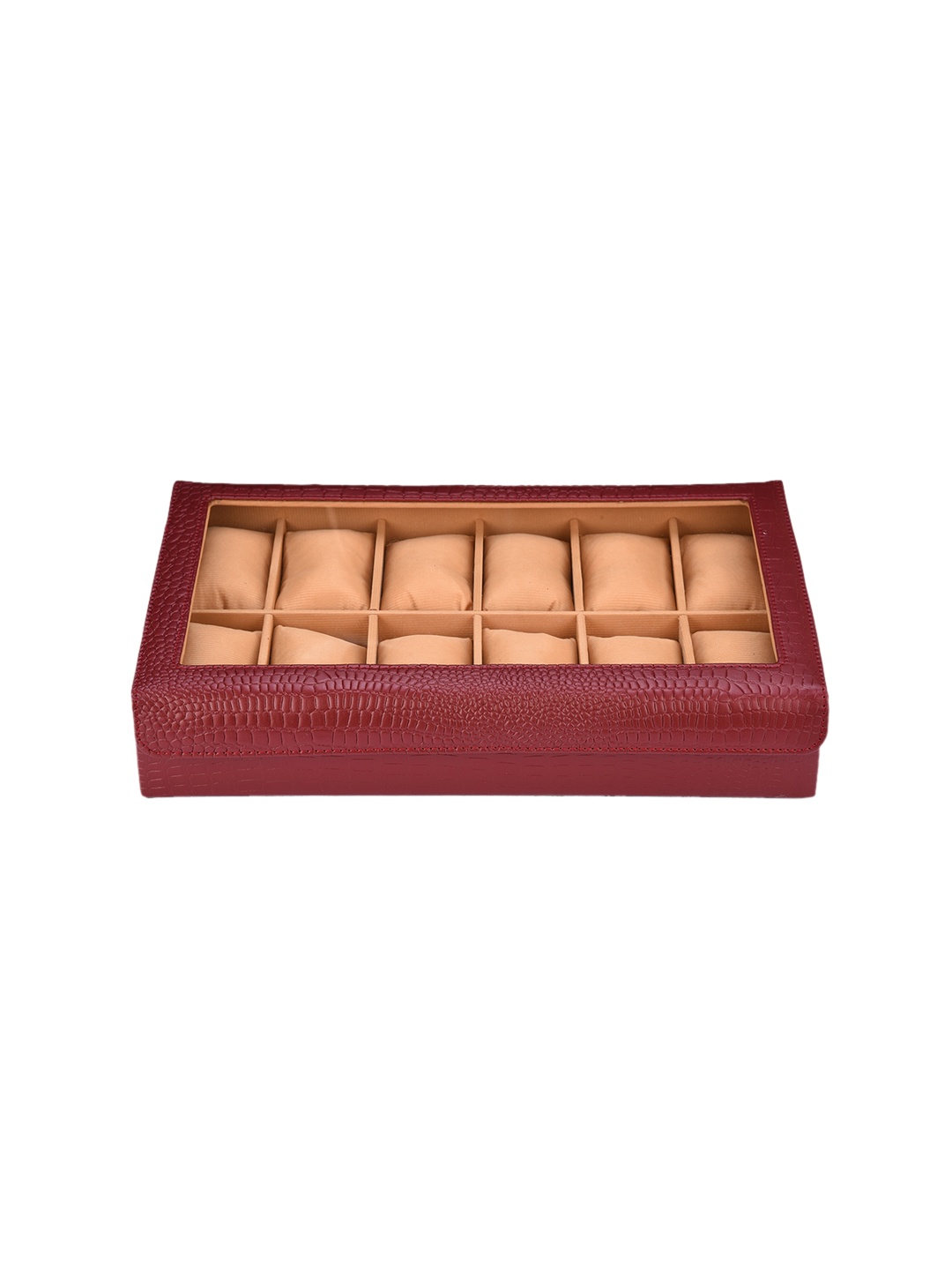 

essart Unisex 12-Slots Watch Organiser Box, Maroon