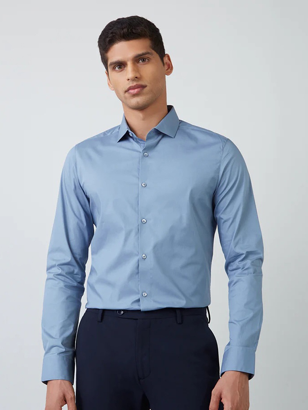 

FUBAR Slim Fit Opaque Formal Shirt, Blue