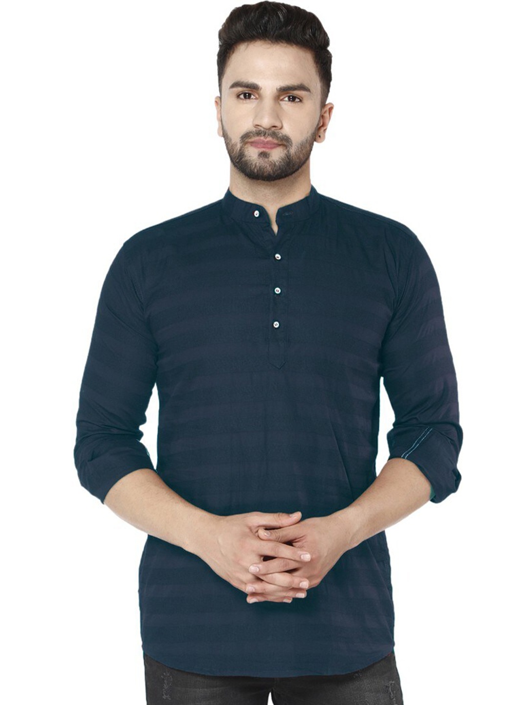 

FUBAR Slim Fit Horizontal Striped Casual Shirt, Navy blue