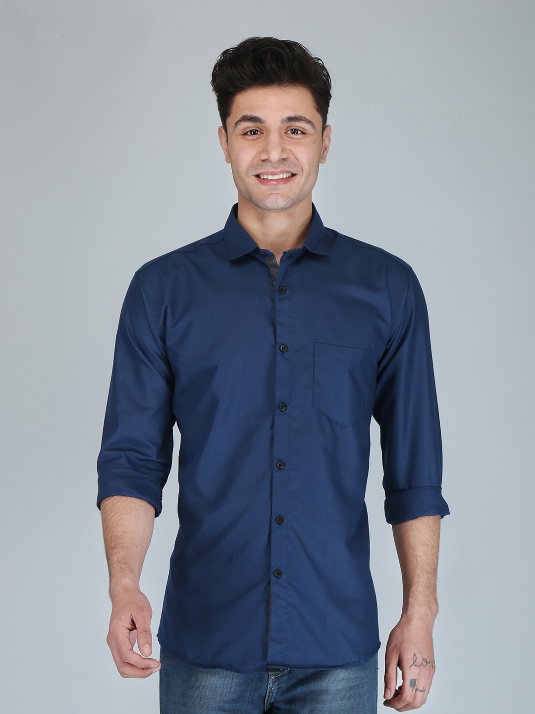 

FUBAR Slim Fit Spread Collar Long Sleeve Pocket Casual Shirt, Blue