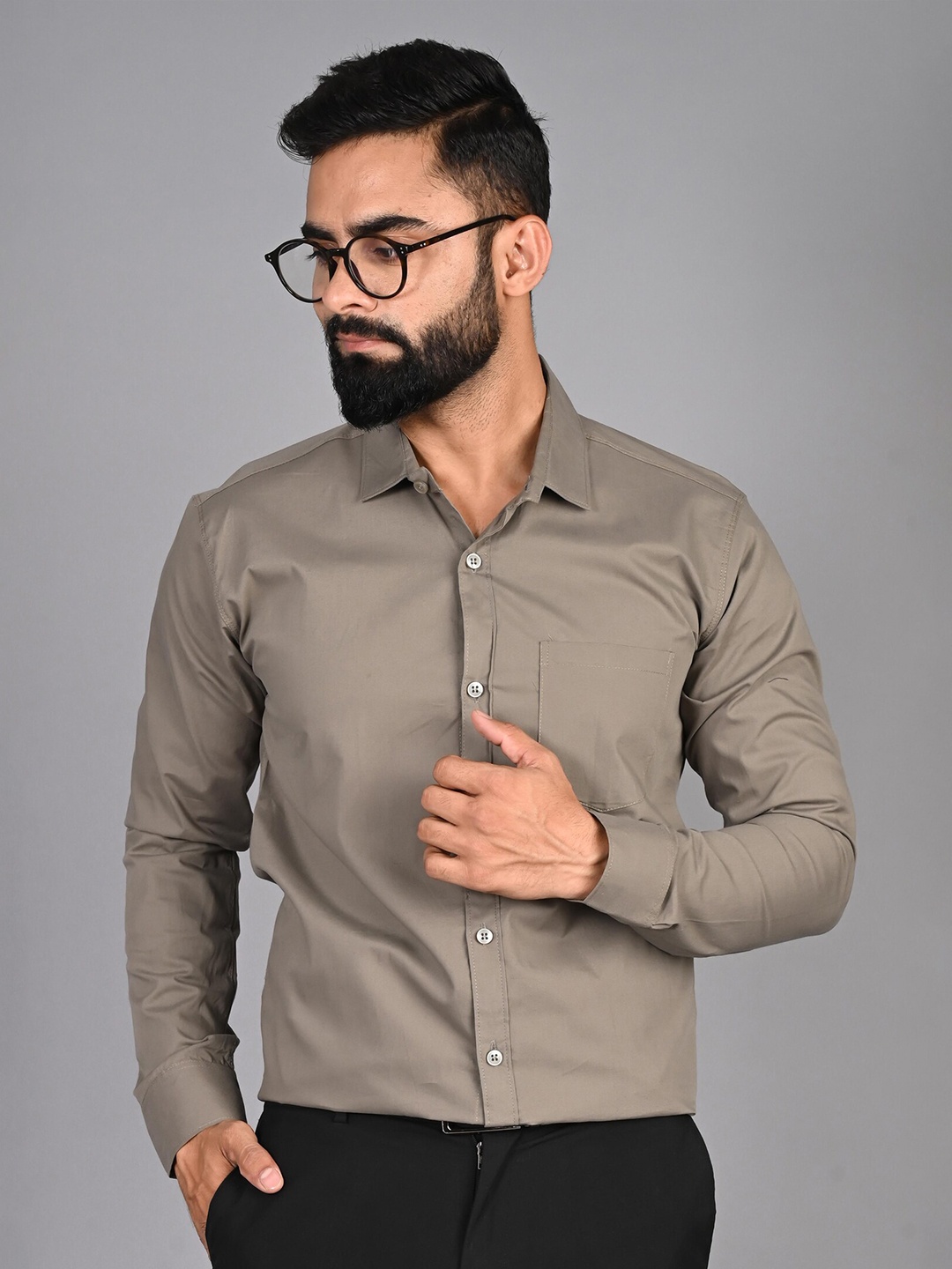 

FUBAR Slim Fit Opaque Formal Shirt, Grey