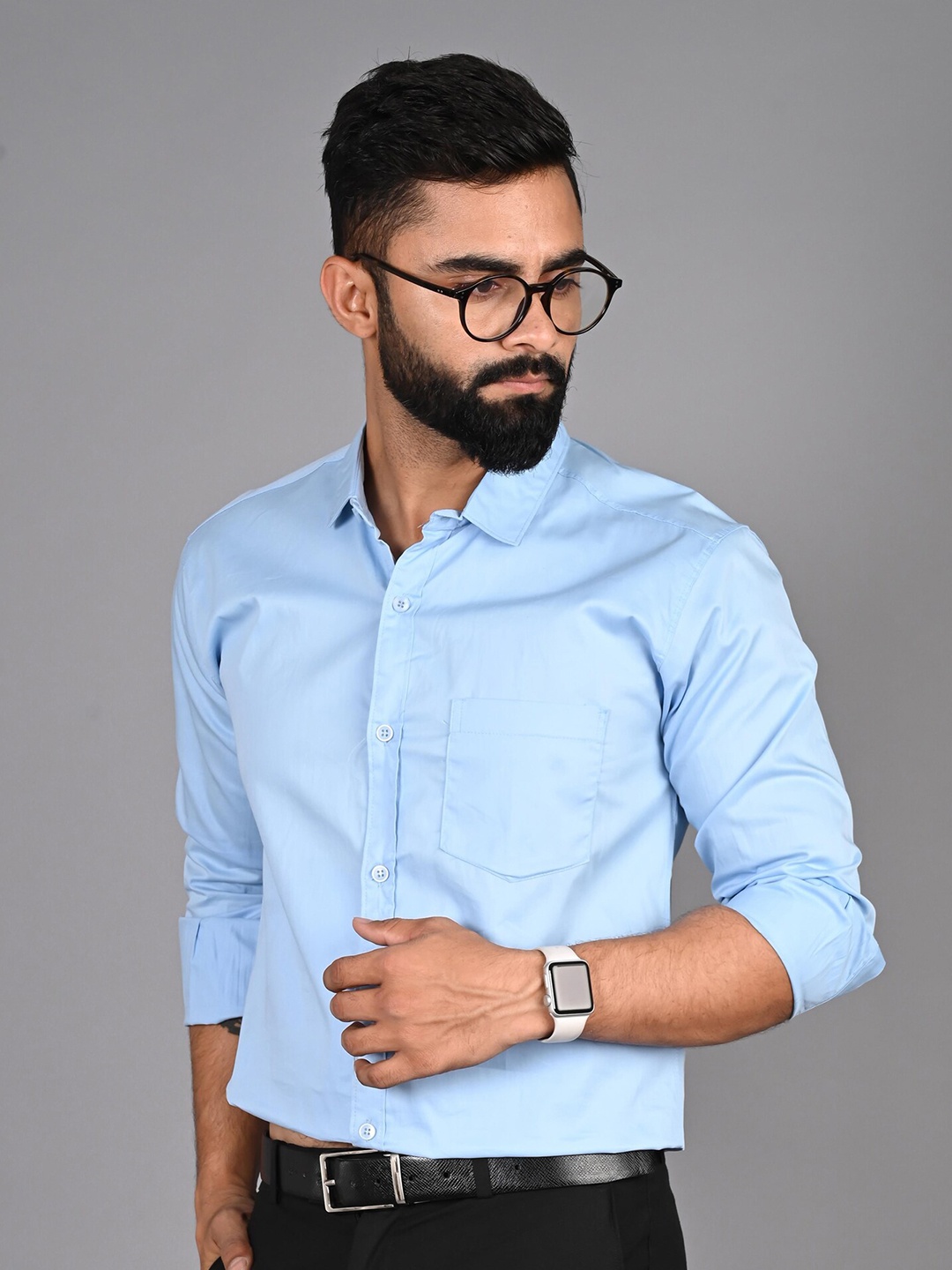 

FUBAR Slim Fit Spread Collar Formal Shirt, Blue