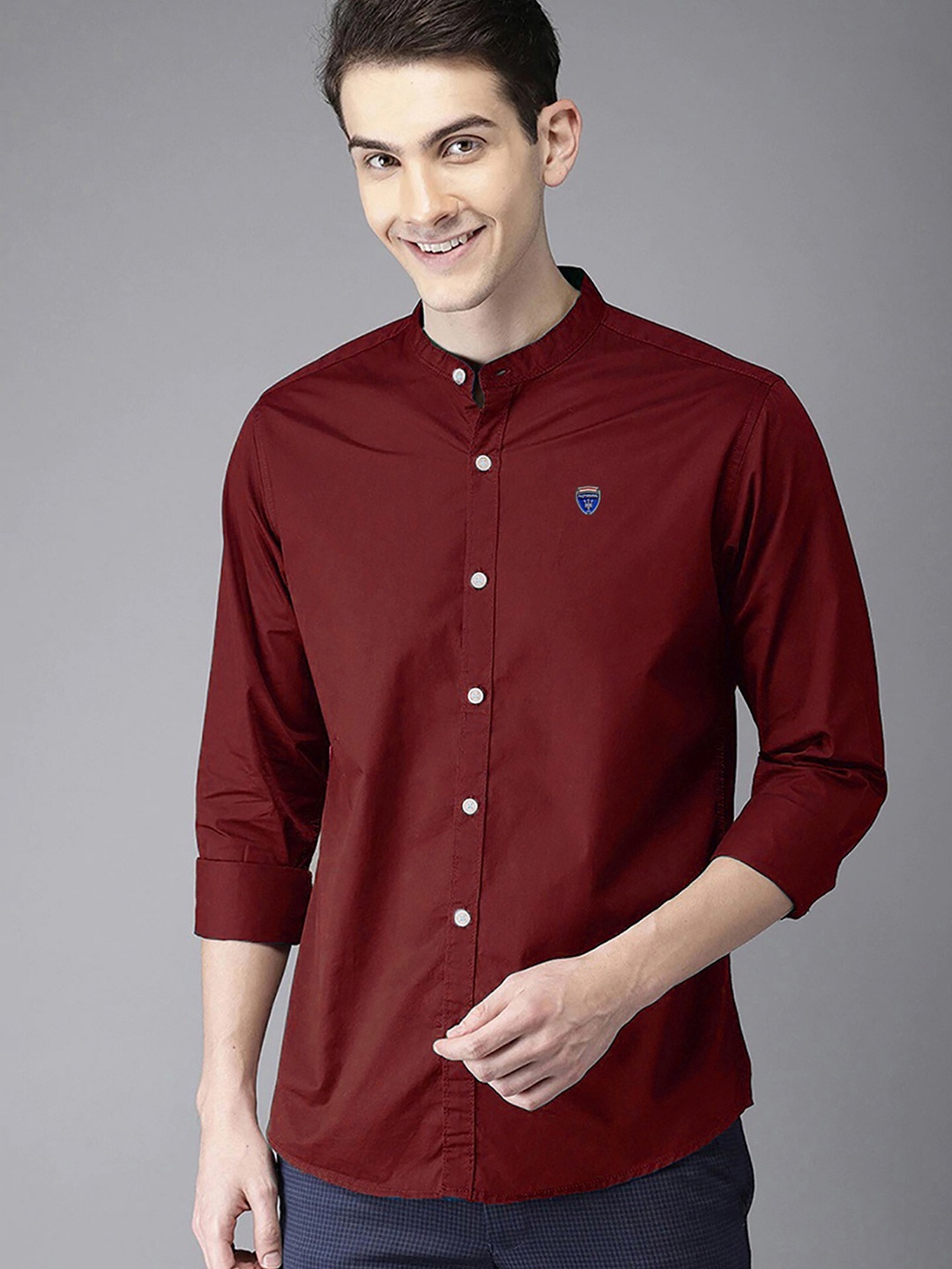 

FUBAR Men Maroon Slim Fit Opaque Casual Shirt