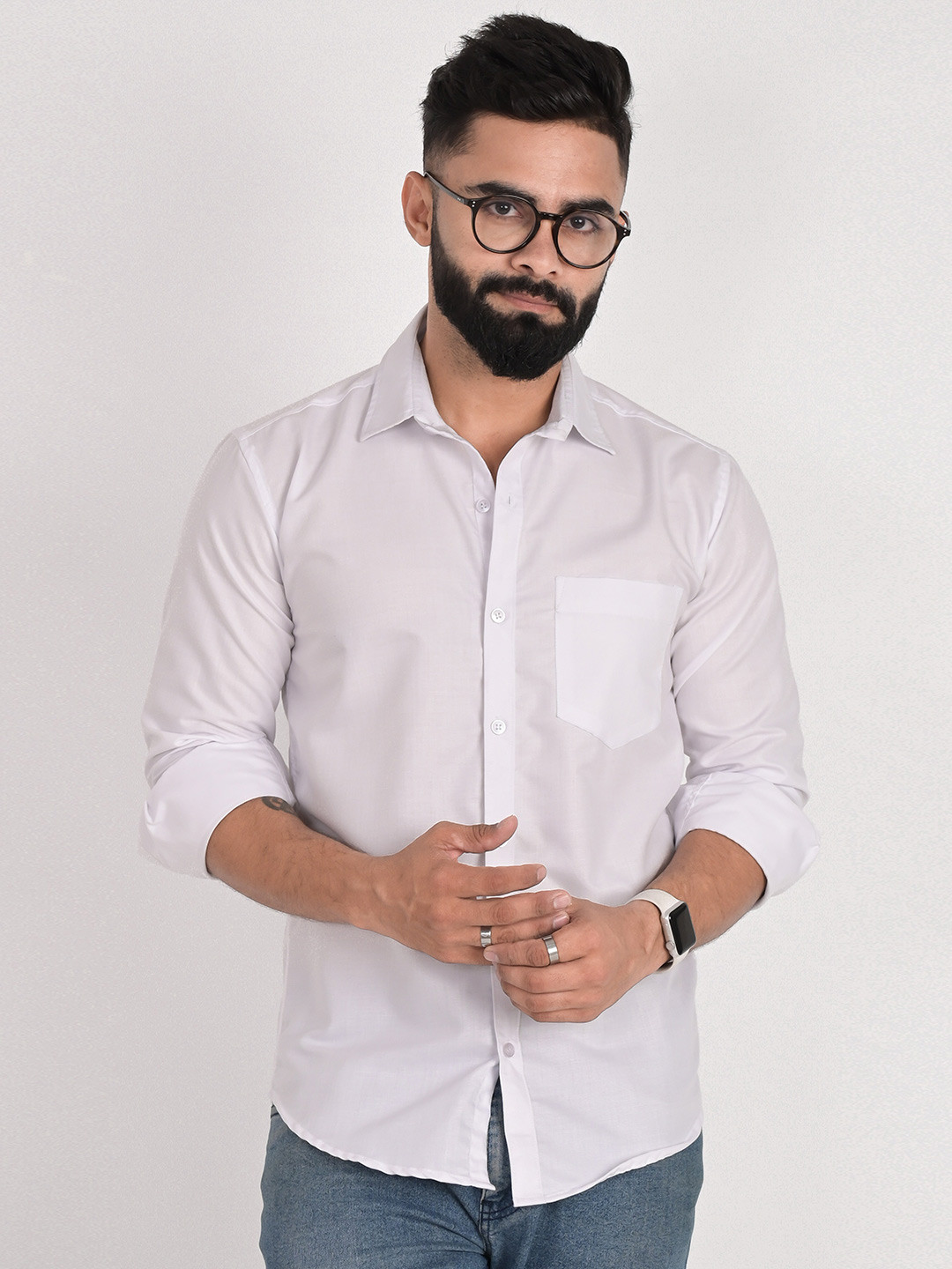 

FUBAR Cotton Slim Fit Opaque Casual Shirt, White