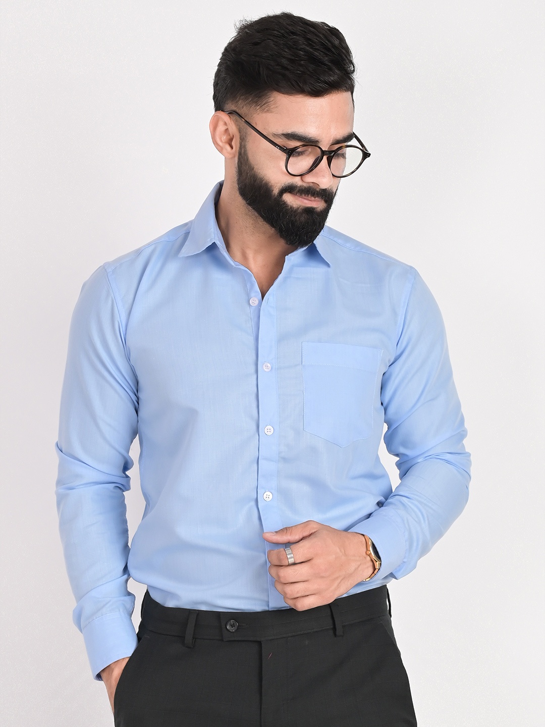 

FUBAR Slim Fit Opaque Formal Shirt, Blue