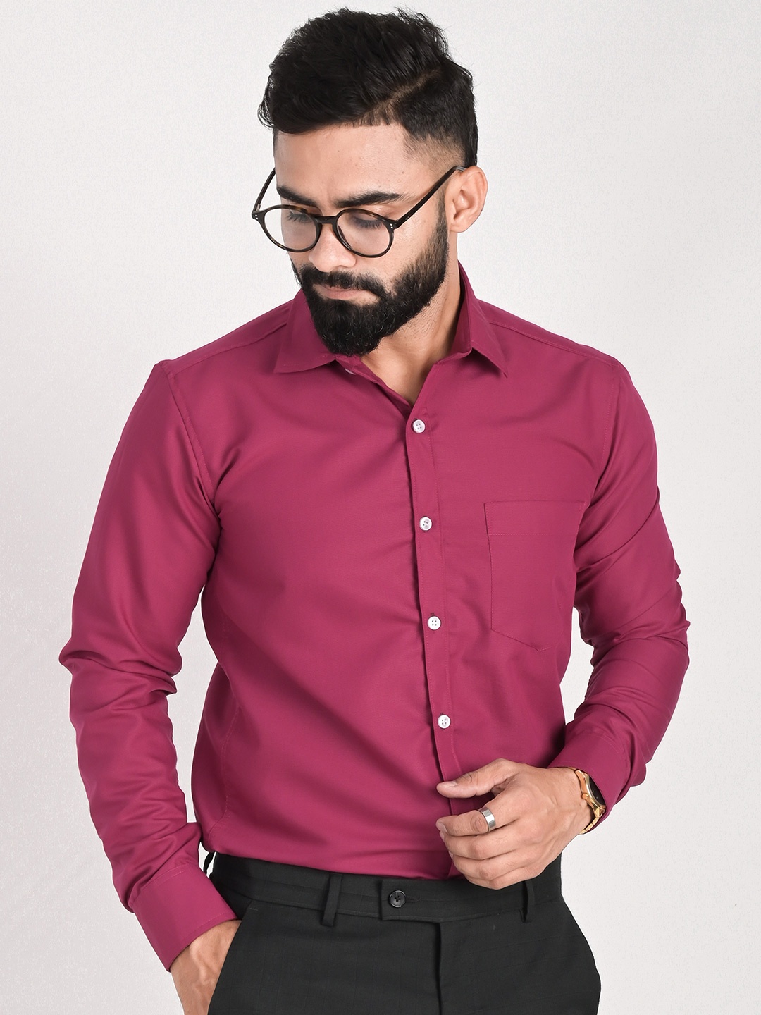

FUBAR Slim Fit Spread Collar Long Sleeves Formal Shirt, Pink